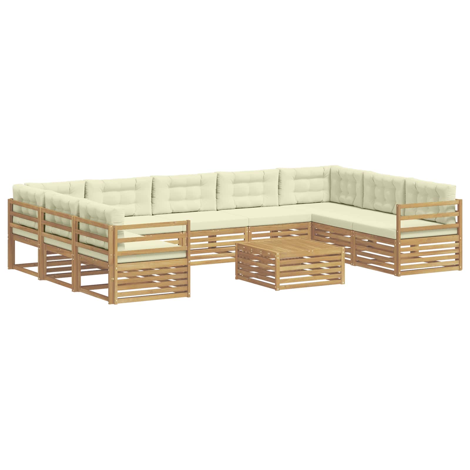 Set vanjskih sofa s jastukom 10 pcs Bijela i krem Poliester