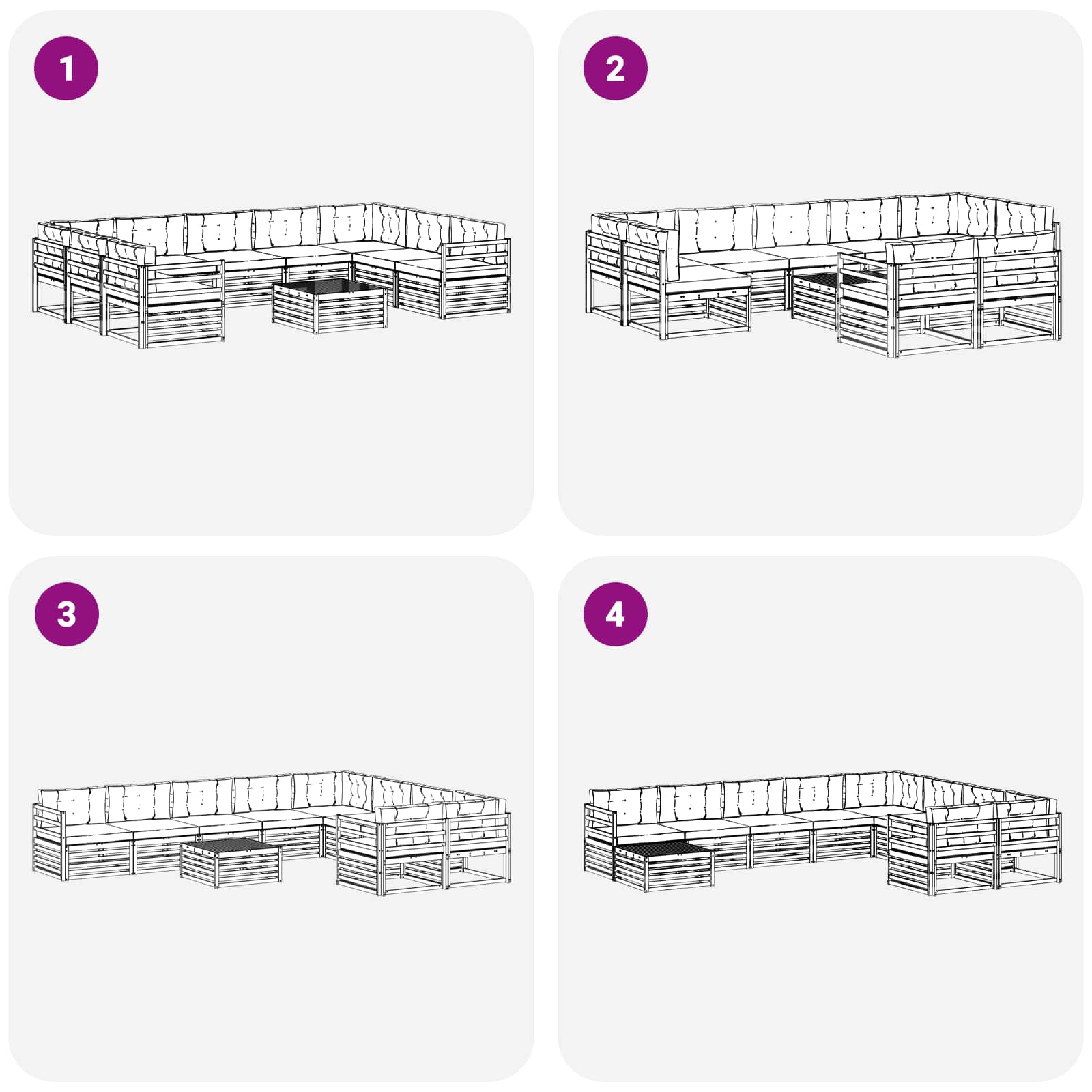 Set vanjskih sofa s jastukom 10 pcs Bijela i krem Poliester