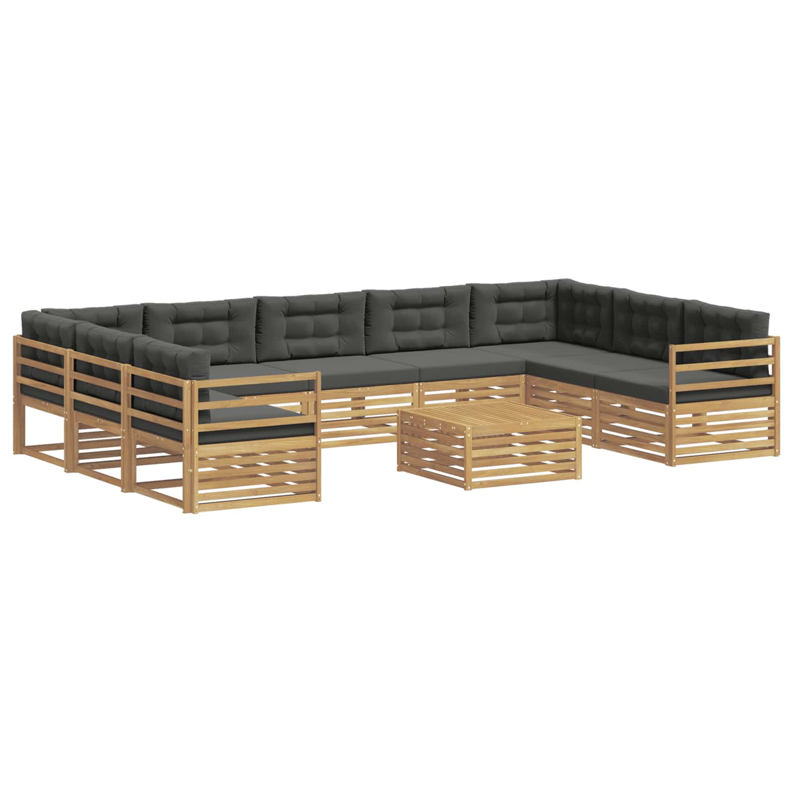 Set vanjskih sofa s jastukom 10 pcs Čvrsto drvo akacije