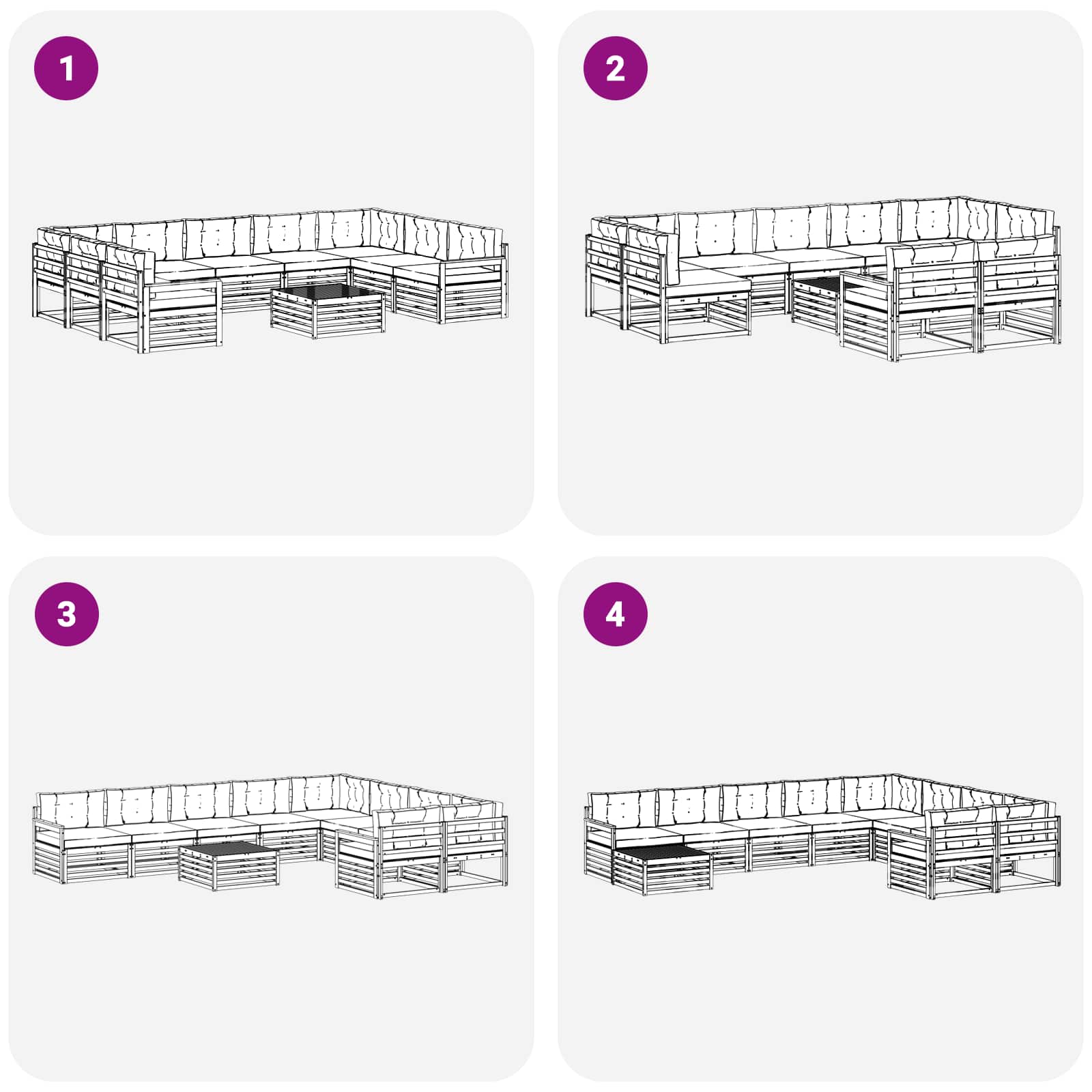 Set vanjskih sofa 10 pcs Bijela i antracit Čvrsto drvo akacije