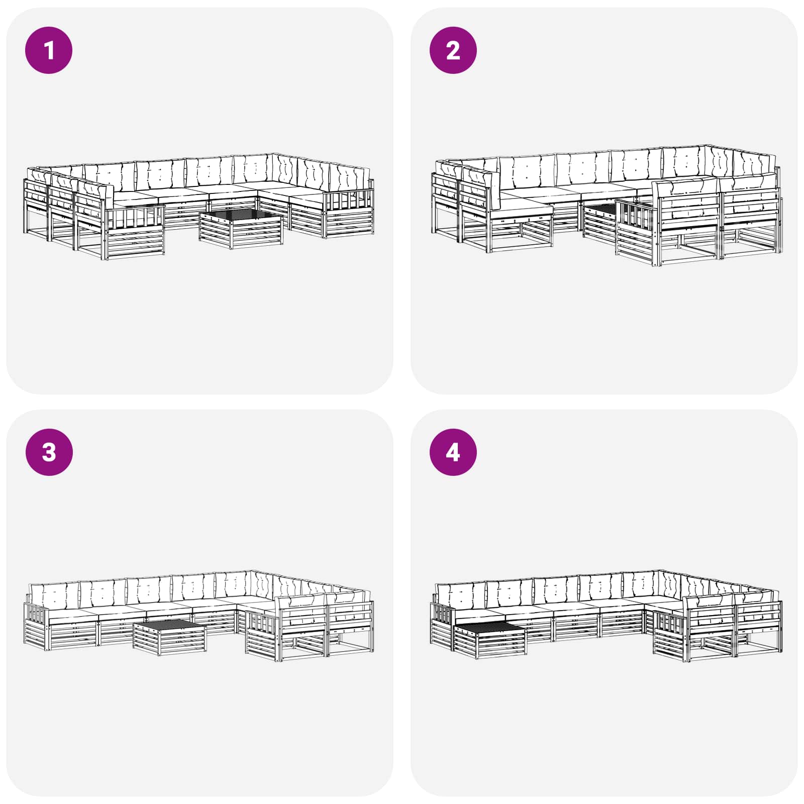 Set vanjskih sofa 10 pcs Bijela i antracit Čvrsto drvo akacije