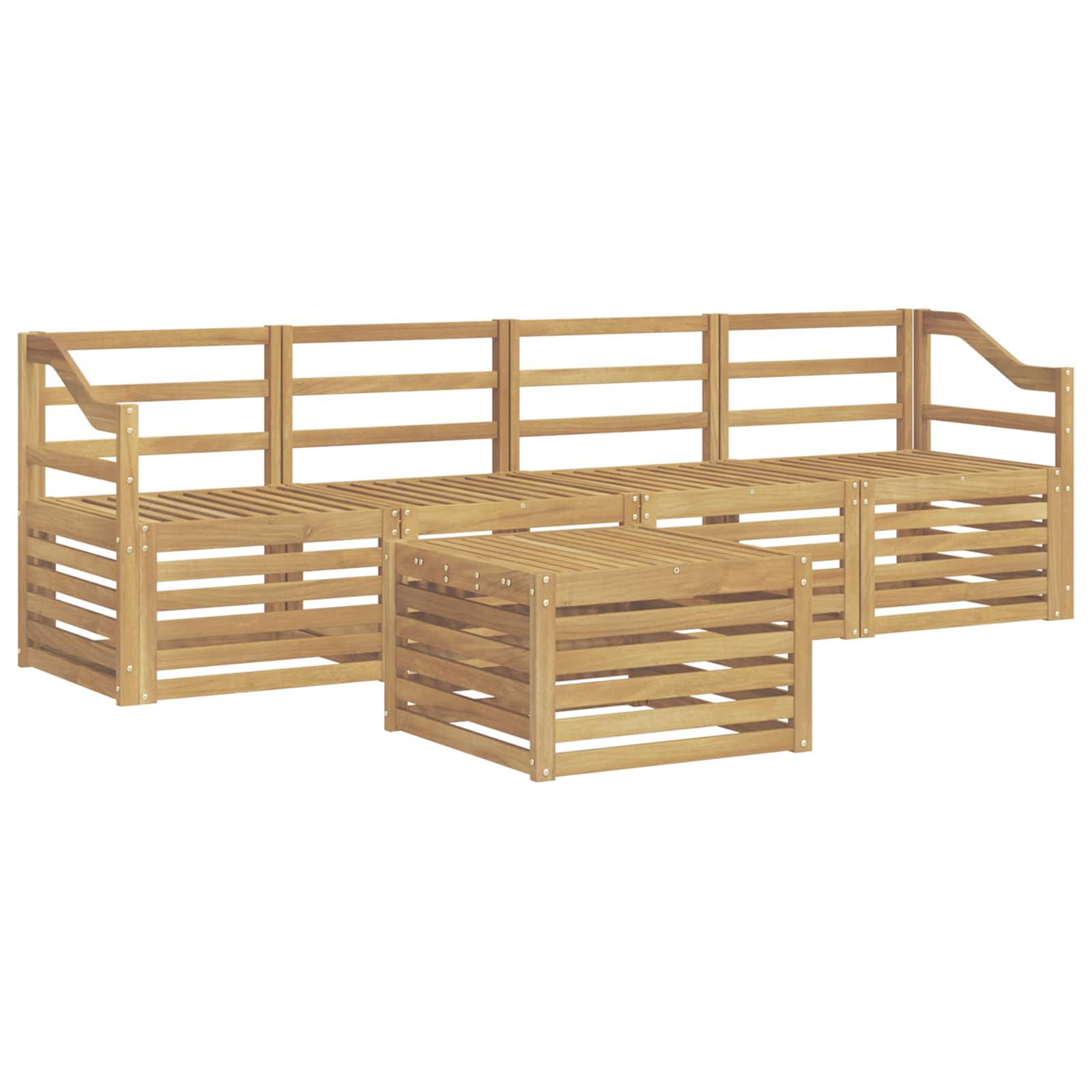 Set vanjskih sofa 5 pcs Bijela Čvrsto drvo akacije