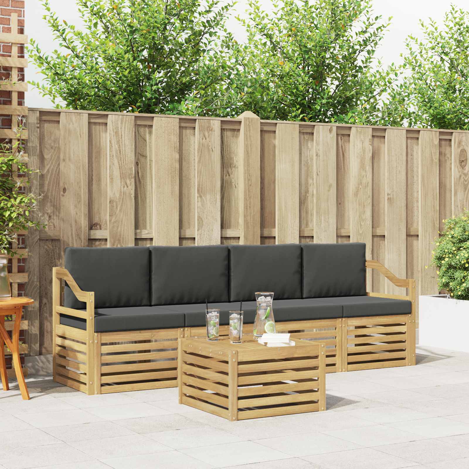 Set vanjskih sofa s jastukom 5 pcs Bijela i antracit Poliester