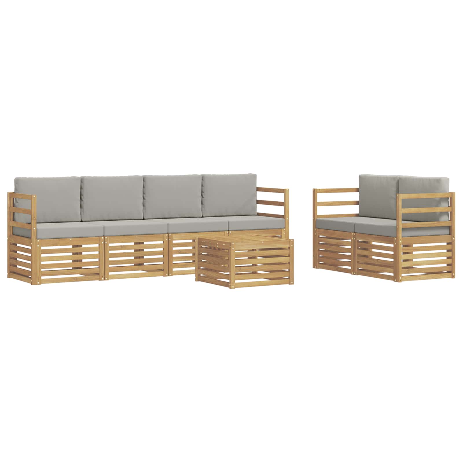 Set vanjskih sofa 7 pcs Bijela i svjetlosiva Poliester
