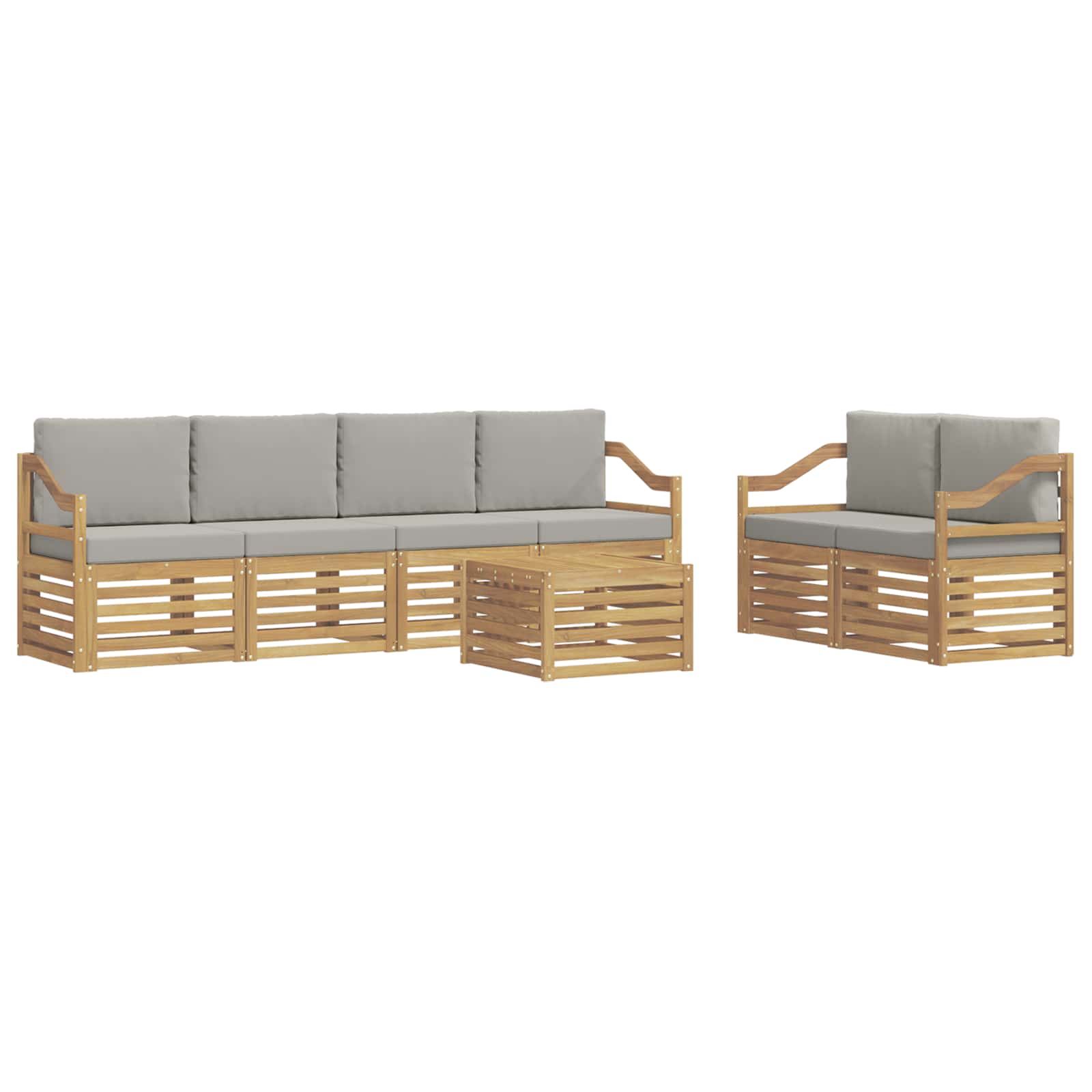 Set vanjskih sofa 7 pcs Bijela i svjetlosiva Poliester
