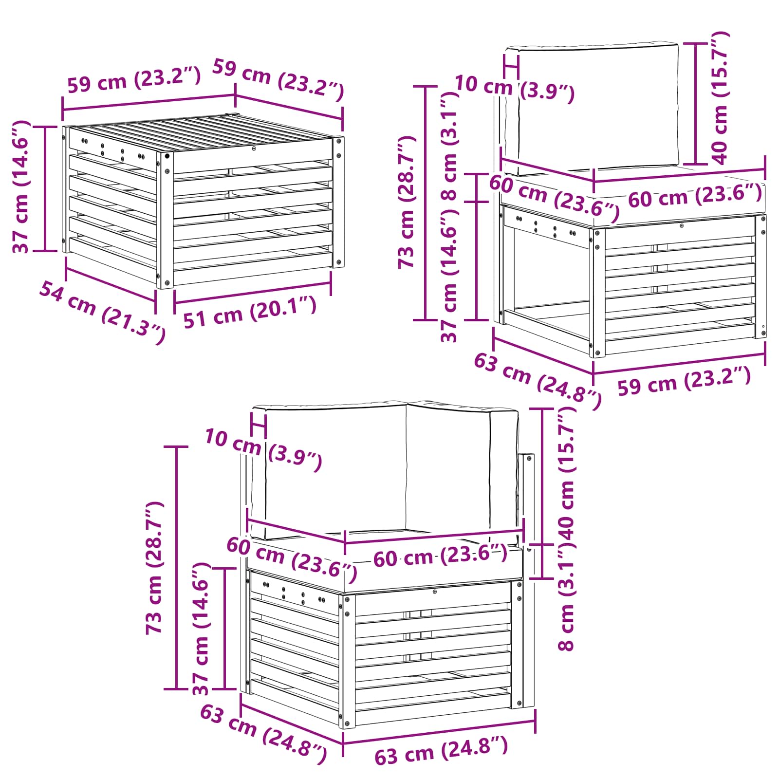 Set vanjskih sofa s jastukom 8 pcs Bijela i bež Poliester