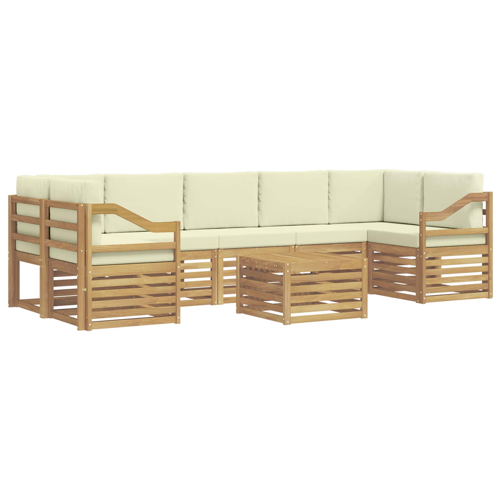 Set vanjskih sofa s jastukom 8 pcs Bijela i krem Poliester