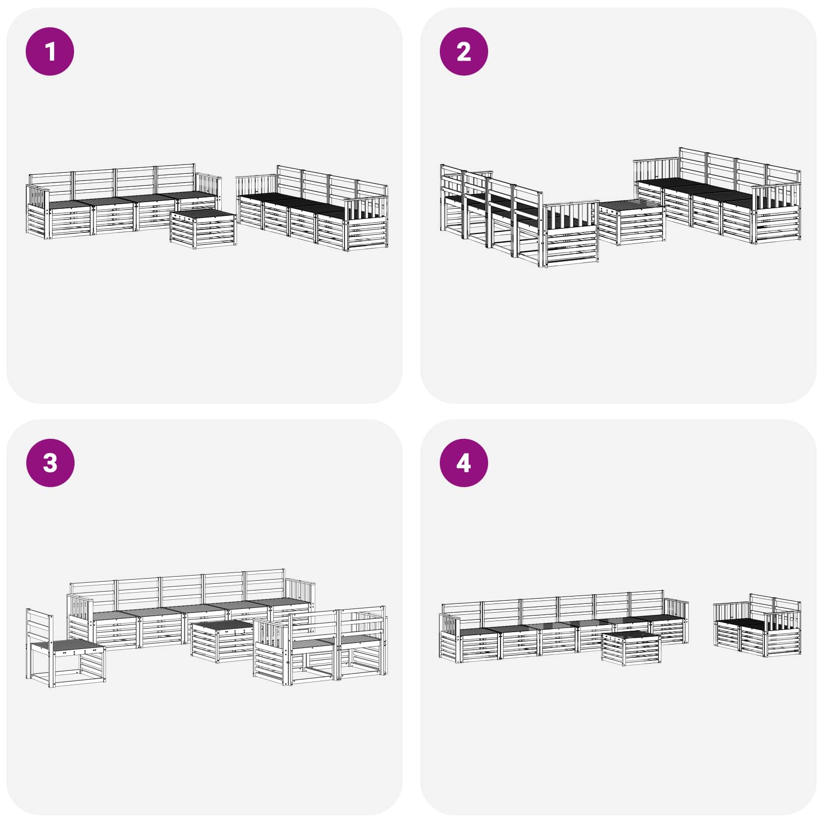 Set vanjskih sofa 9 pcs Bijela 59 x 59 x 37 cm