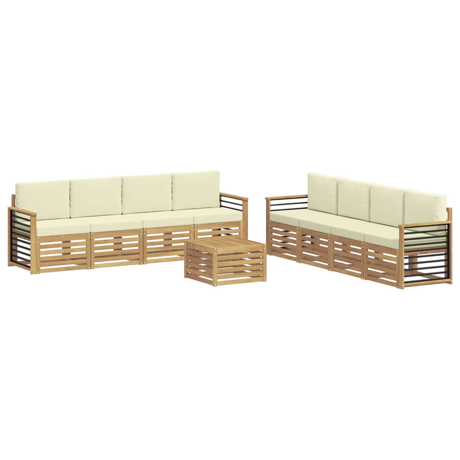 Setovi sofa s jastukom 9 pcs Bijela i krem Poliester