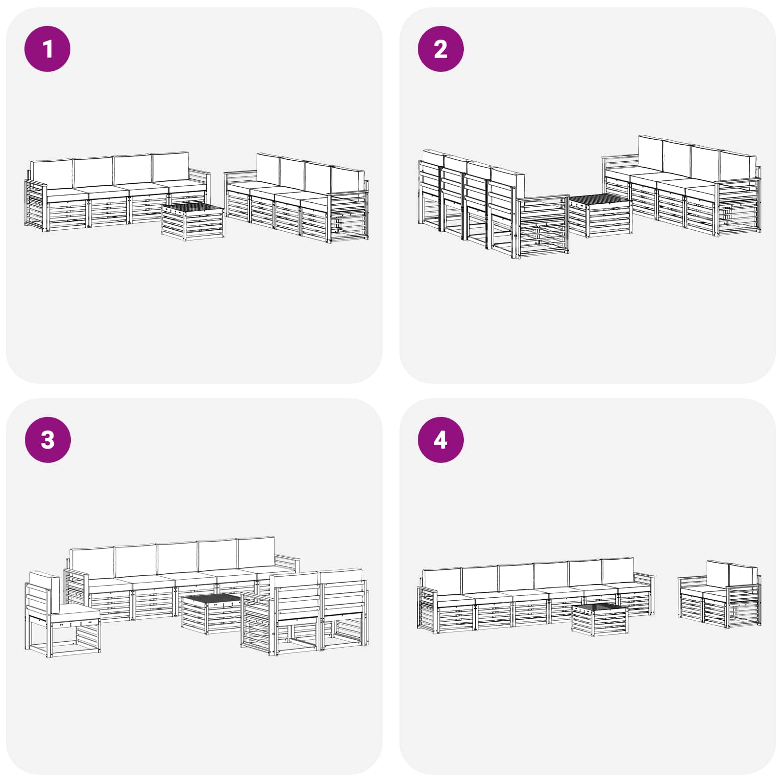 Setovi sofa s jastukom 9 pcs Bijela i svjetlosiva Poliester