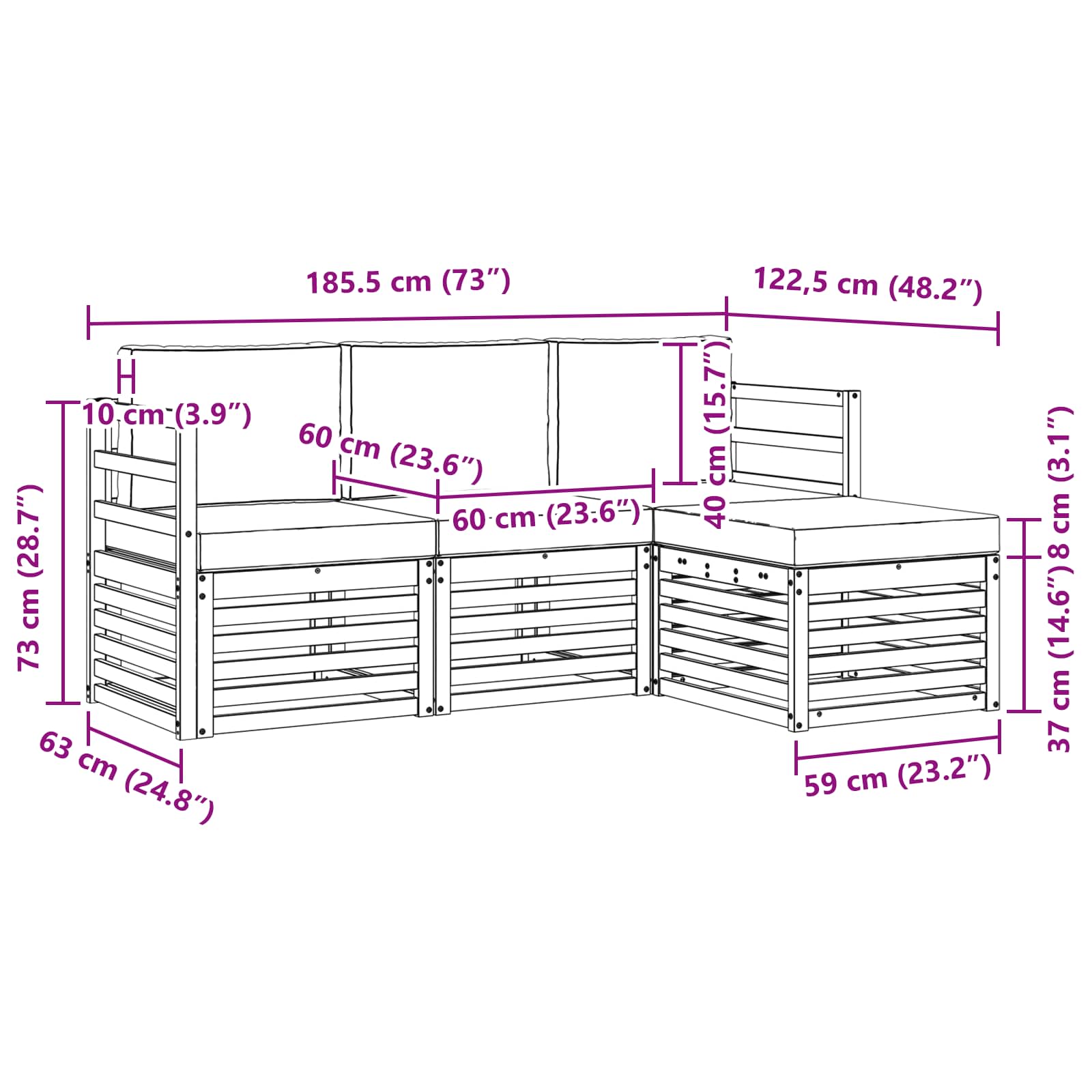 Set vanjskih sofa 4 pcs Bijela i svjetlosiva