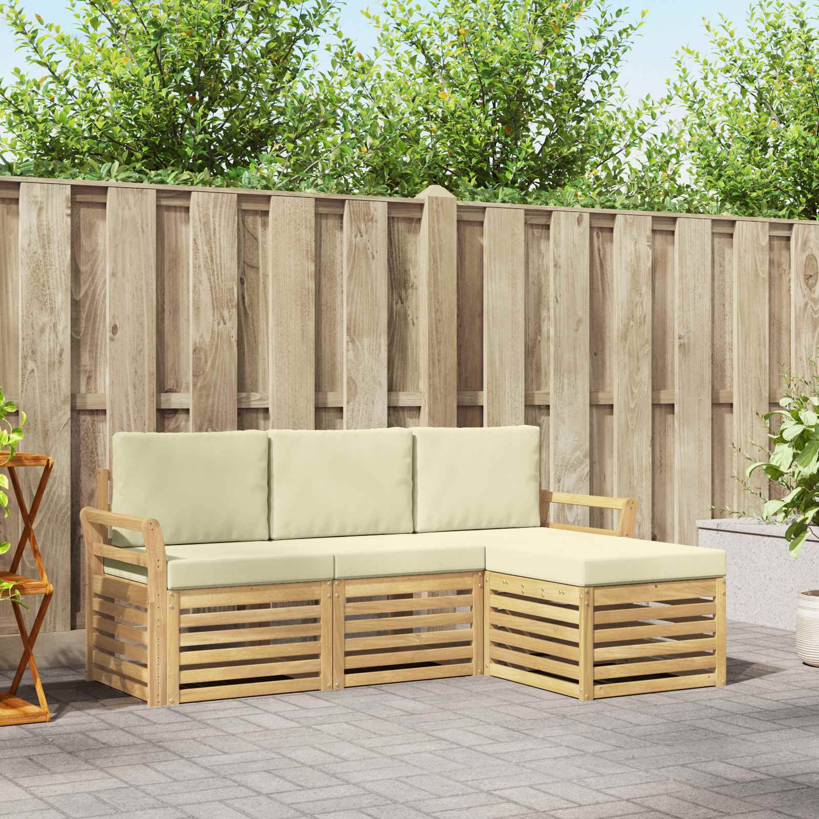 Set vanjskih sofa 4 pcs Bijela i krem 193,5 x 122,5 x 73 cm