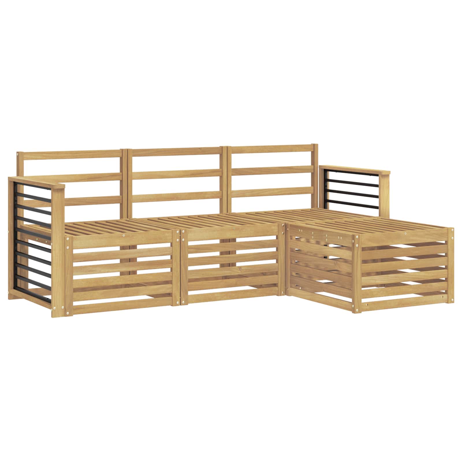 Set vanjskih sofa 4 pcs Bijela Čvrsto drvo akacije
