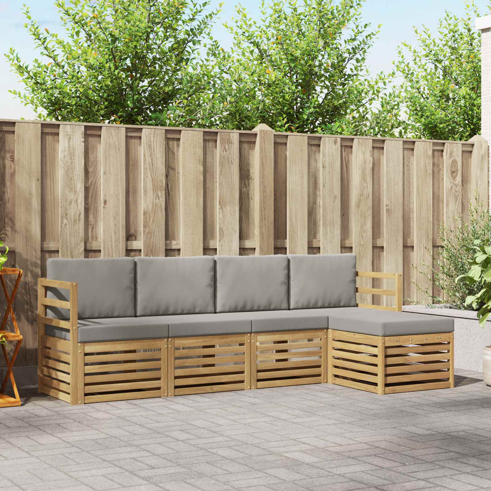 Set vanjskih sofa 5 pcs Bijela i svjetlosiva