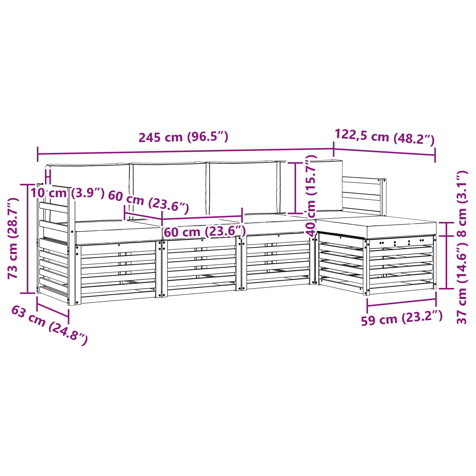 Set vanjskih sofa 5 pcs Bijela i svjetlosiva