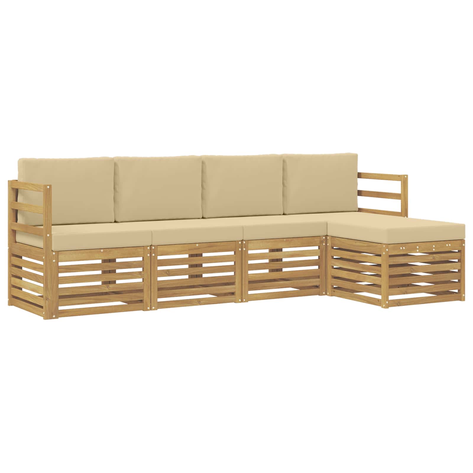 Set vanjskih sofa s jastukom 5 pcs Bijela i bež Poliester
