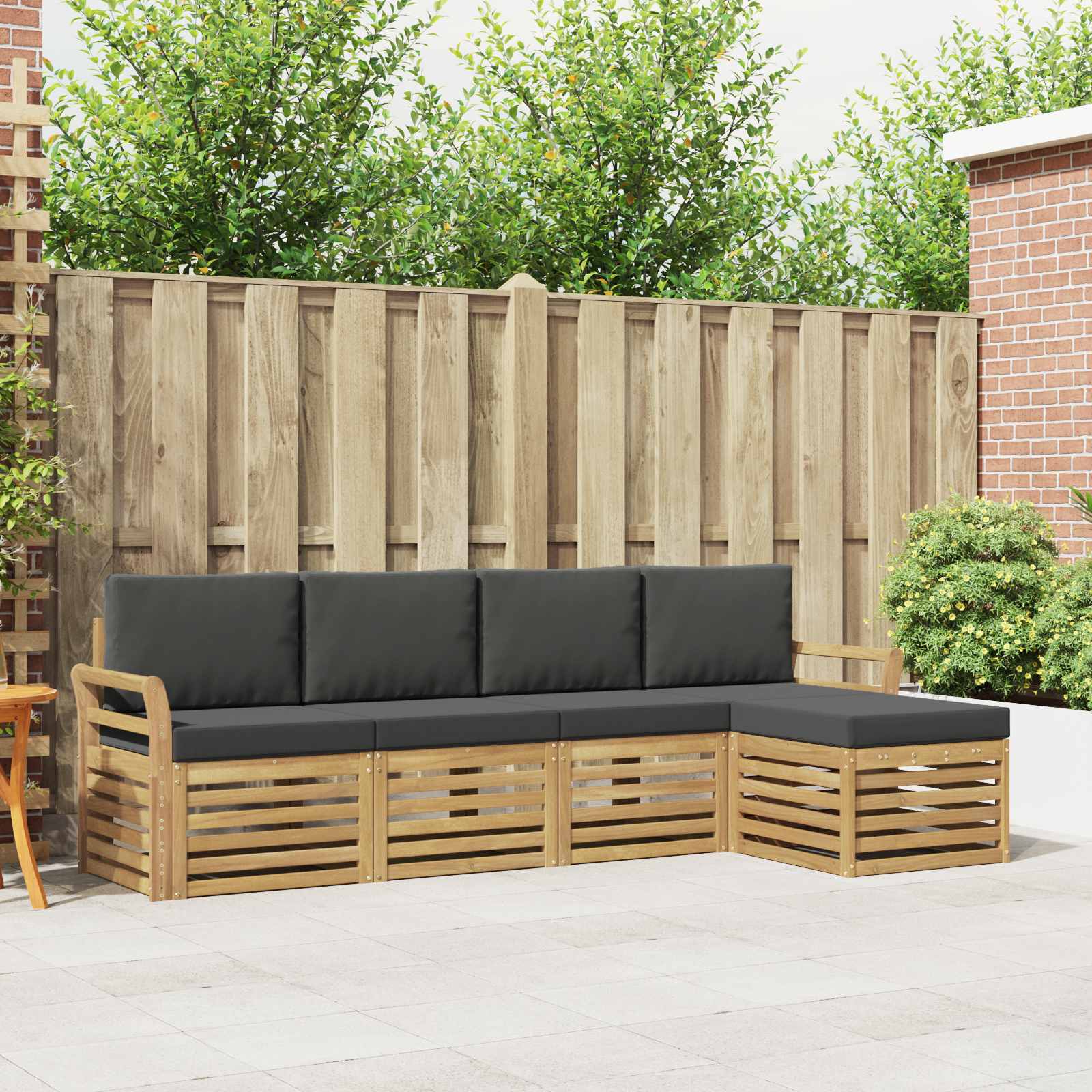 Set vanjskih sofa 5 pcs Bijela i antracit 253 x 122,5 x 73 cm