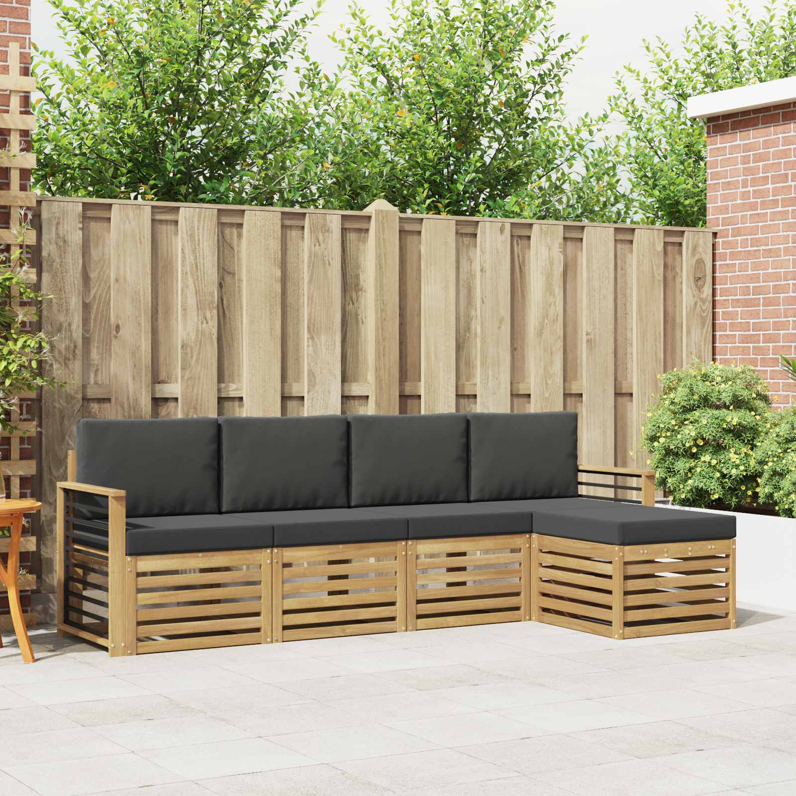 Set vanjskih sofa 5 pcs Bijela i antracit 249 x 122,5 x 73 cm
