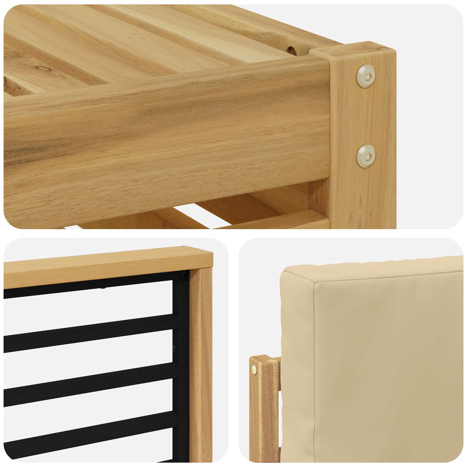 Set vanjskih sofa s jastukom 5 pcs Bijela i bež Poliester