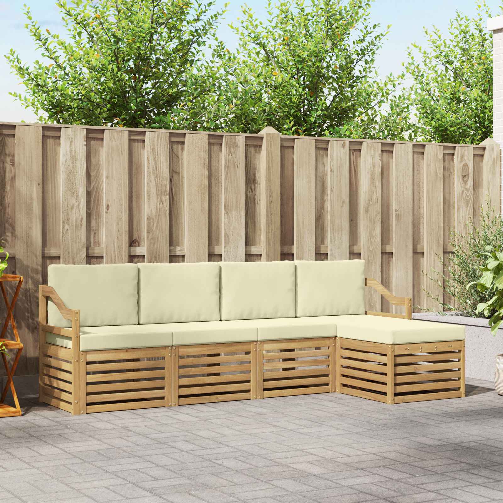 Set vanjskih sofa 5 pcs Bijela i krem 245 x 122,5 x 73 cm