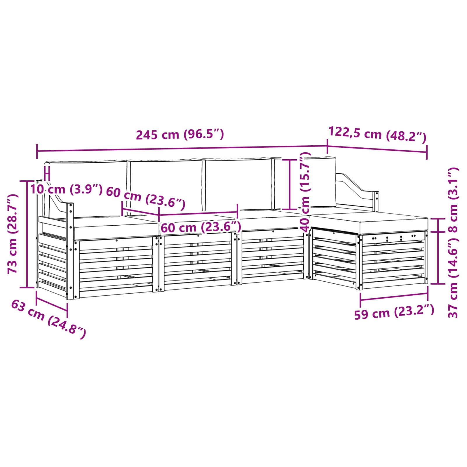 Set vanjskih sofa 5 pcs Bijela i svjetlosiva