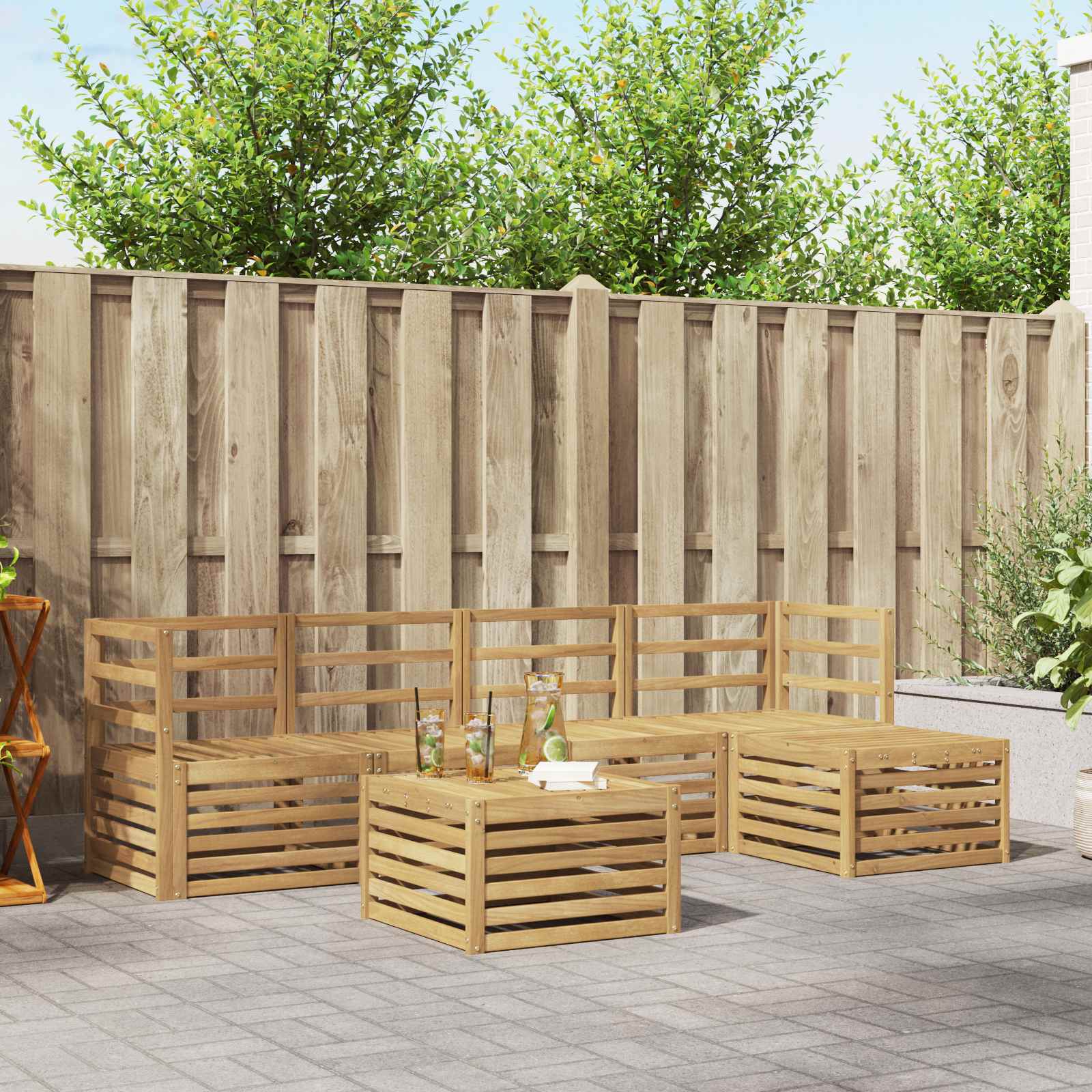 Set vanjskih sofa 6 pcs Bijela Čvrsto drvo akacije