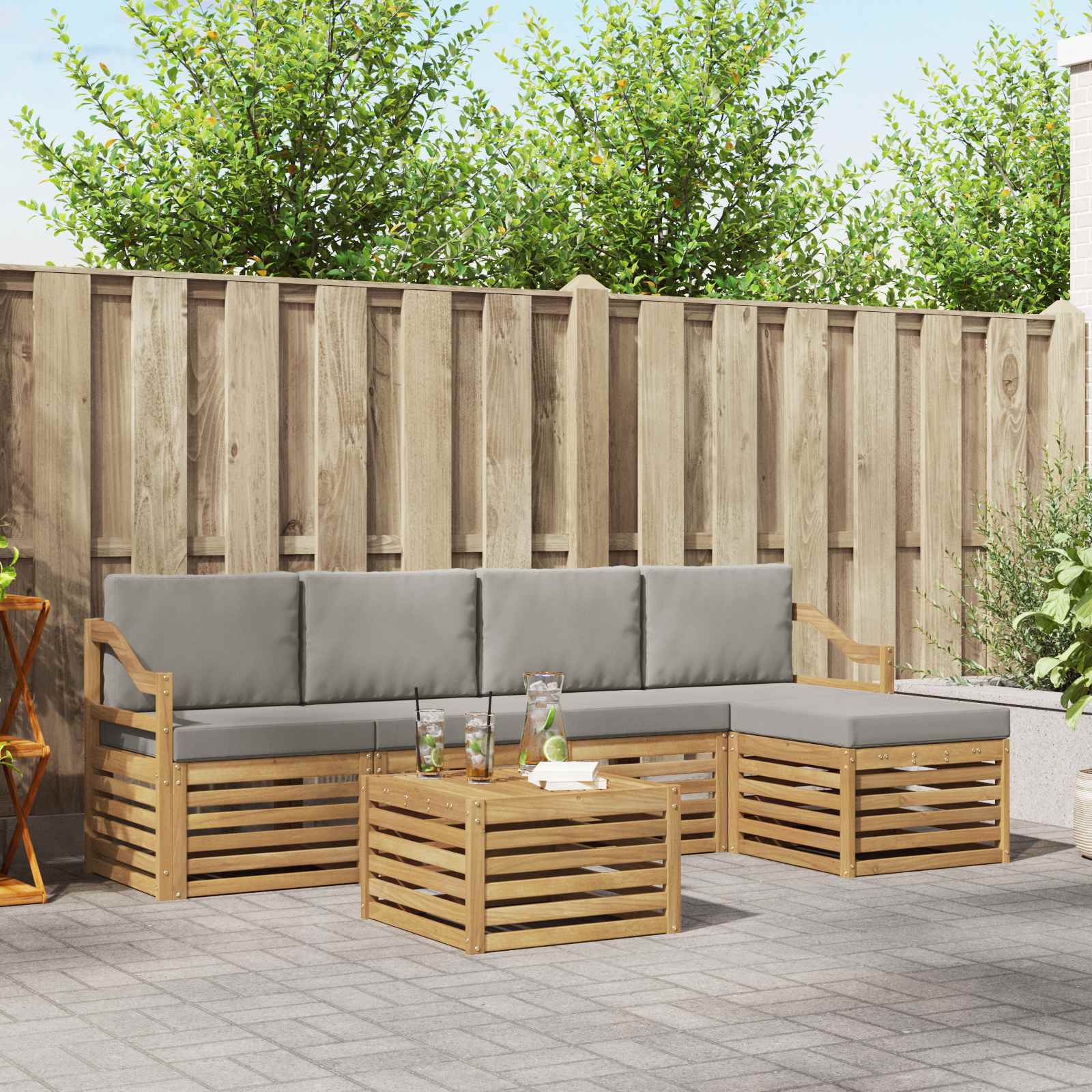 Set vanjskih sofa 6 pcs Bijela i svjetlosiva 59 x 59 x 37 cm