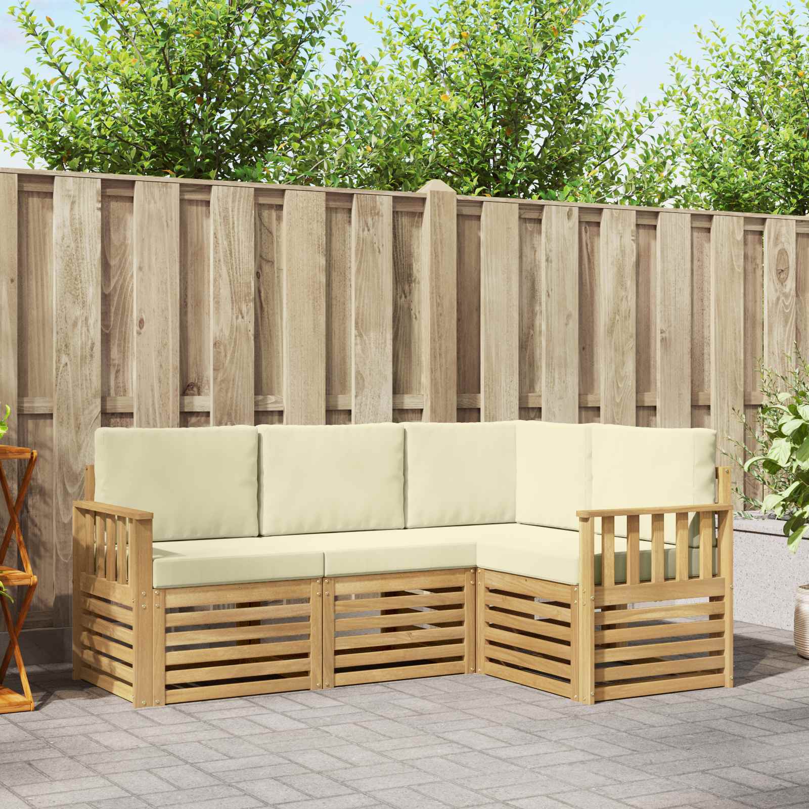Set vanjskih sofa 4 pcs Bijela i krem 187,5 x 128,5 x 73 cm