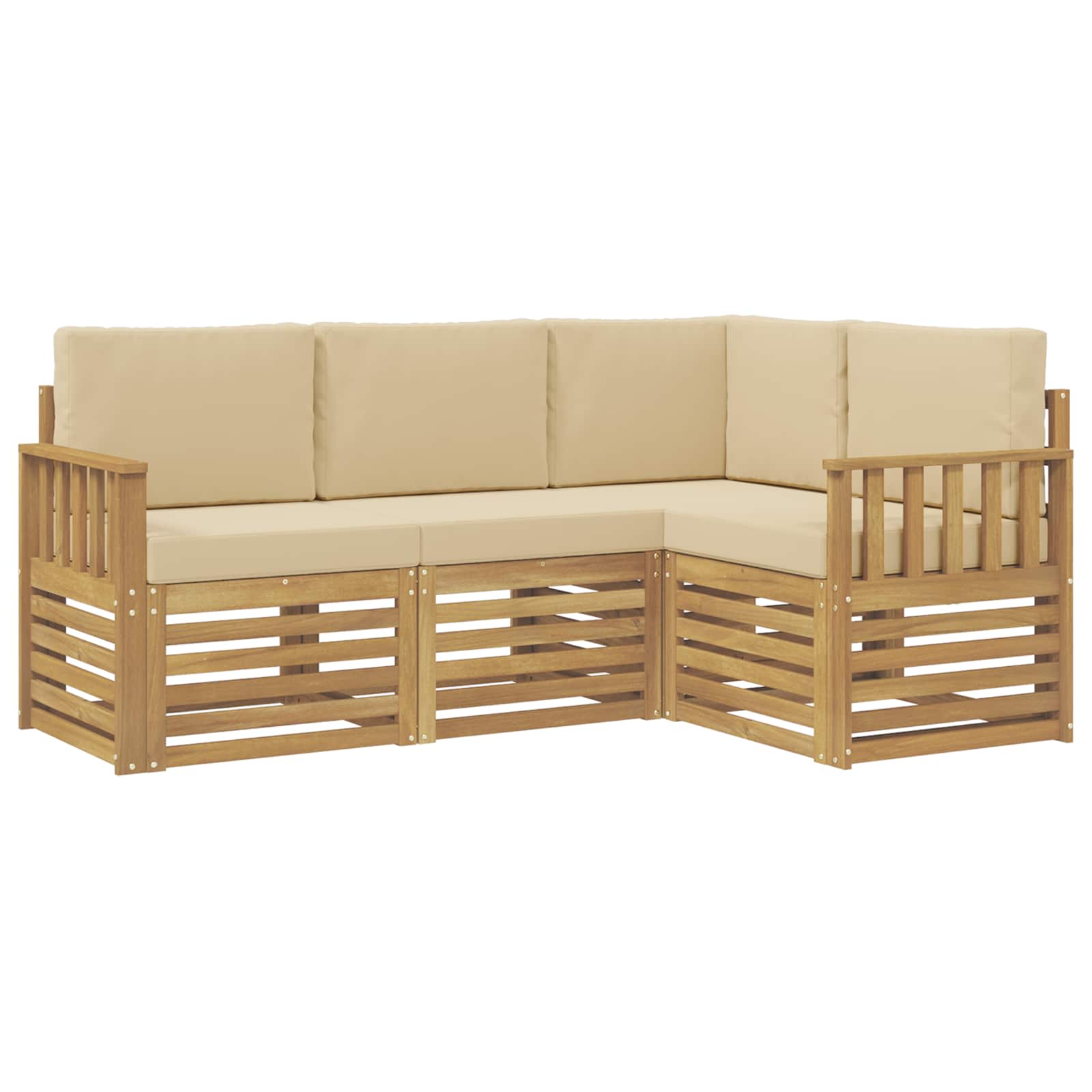 Set vanjskih sofa 4 pcs Bijela i bež 187,5 x 128,5 x 73 cm