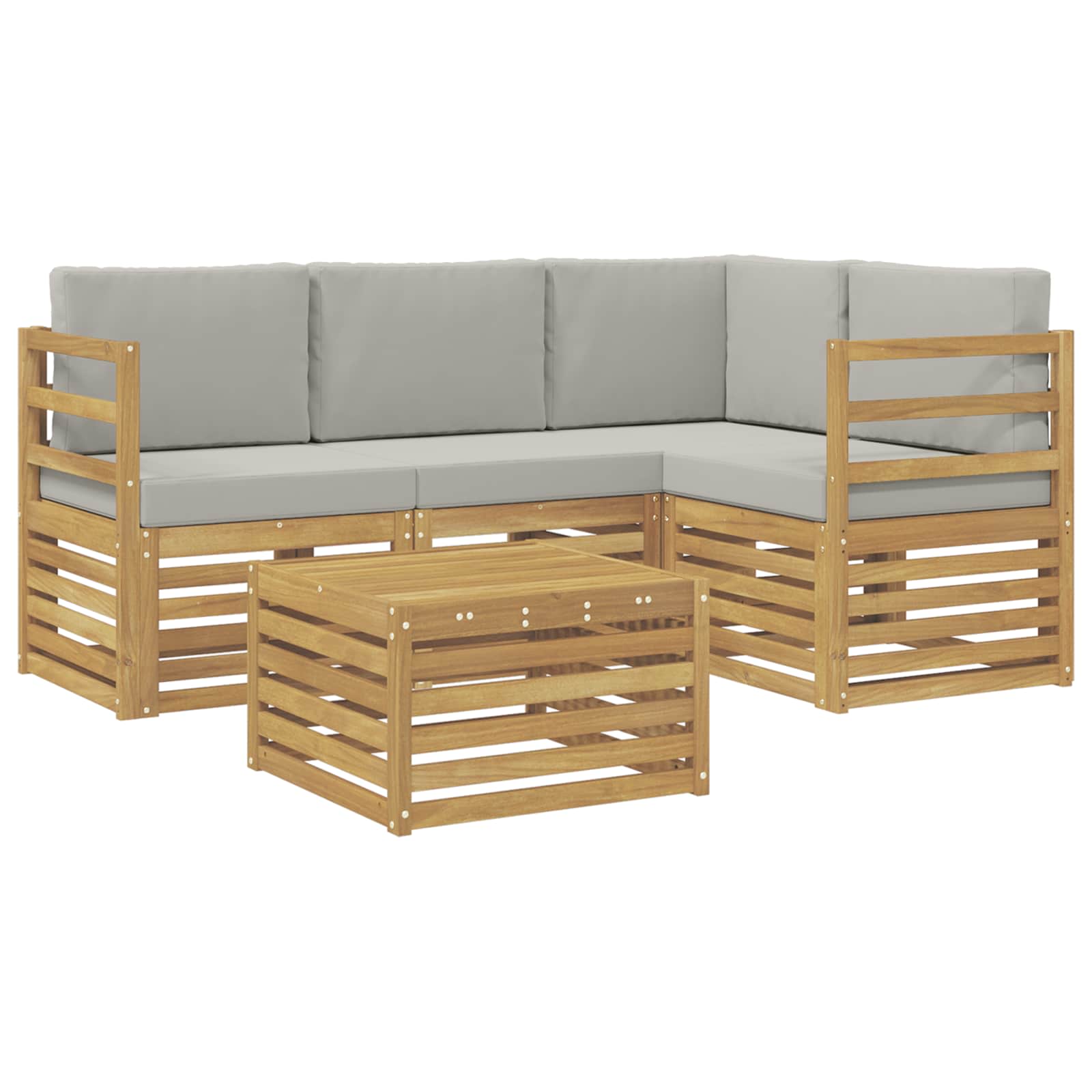 Set vanjskih sofa 5 pcs Bijela i svjetlosiva 59 x 59 x 37 cm