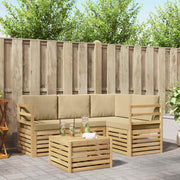 Set vanjskih sofa 5 pcs Bijela i bež 59 x 59 x 37 cm Poliester
