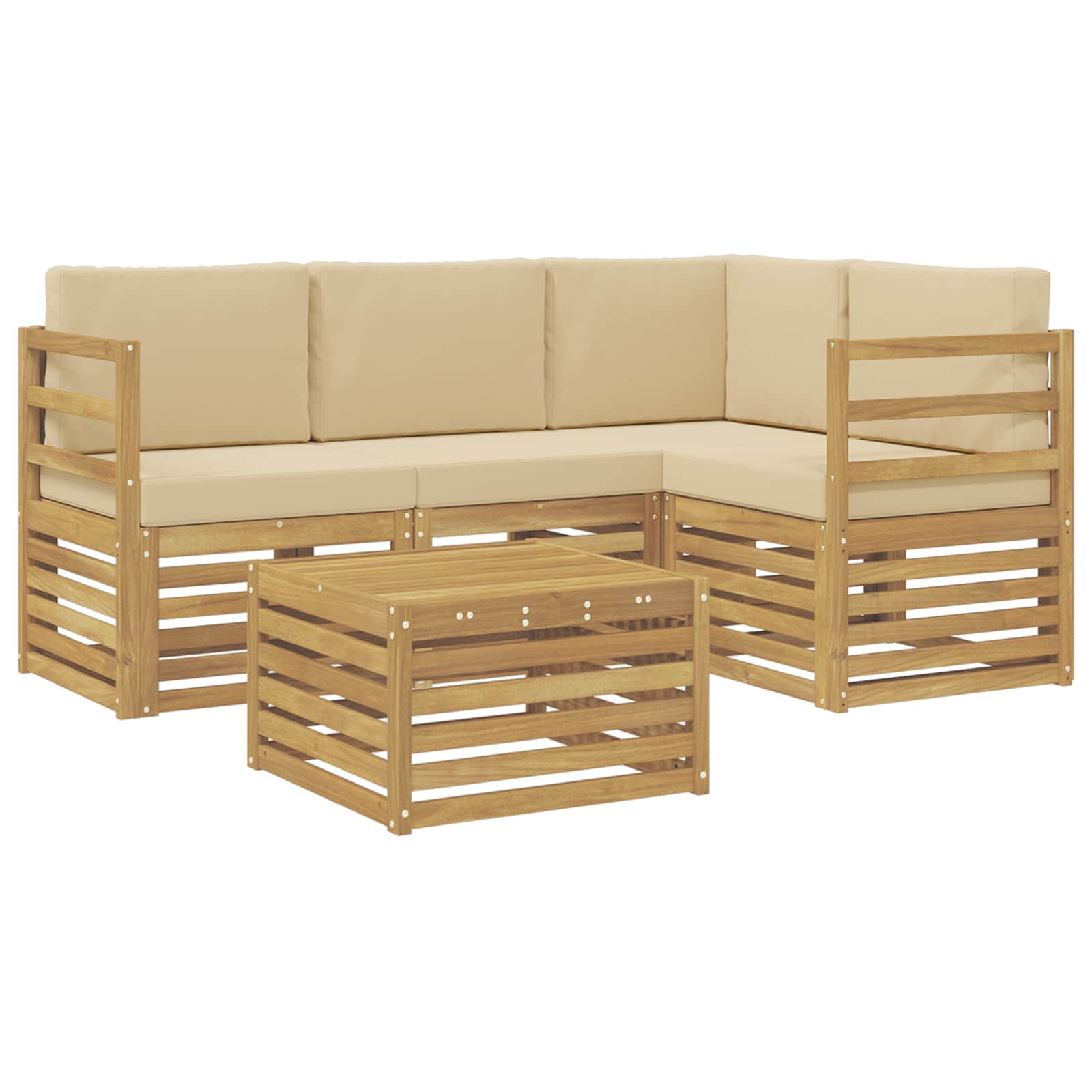 Set vanjskih sofa 5 pcs Bijela i bež 59 x 59 x 37 cm Poliester