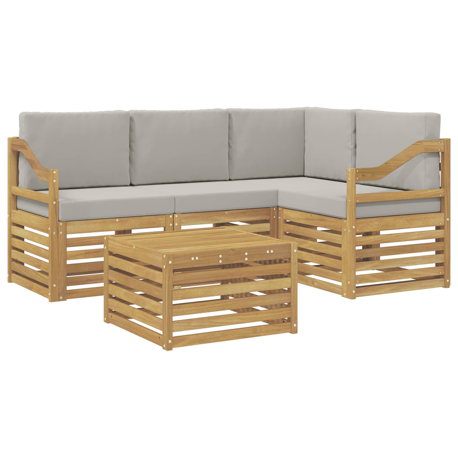 Set vanjskih sofa 5 pcs Bijela i svjetlosiva 59 x 59 x 37 cm