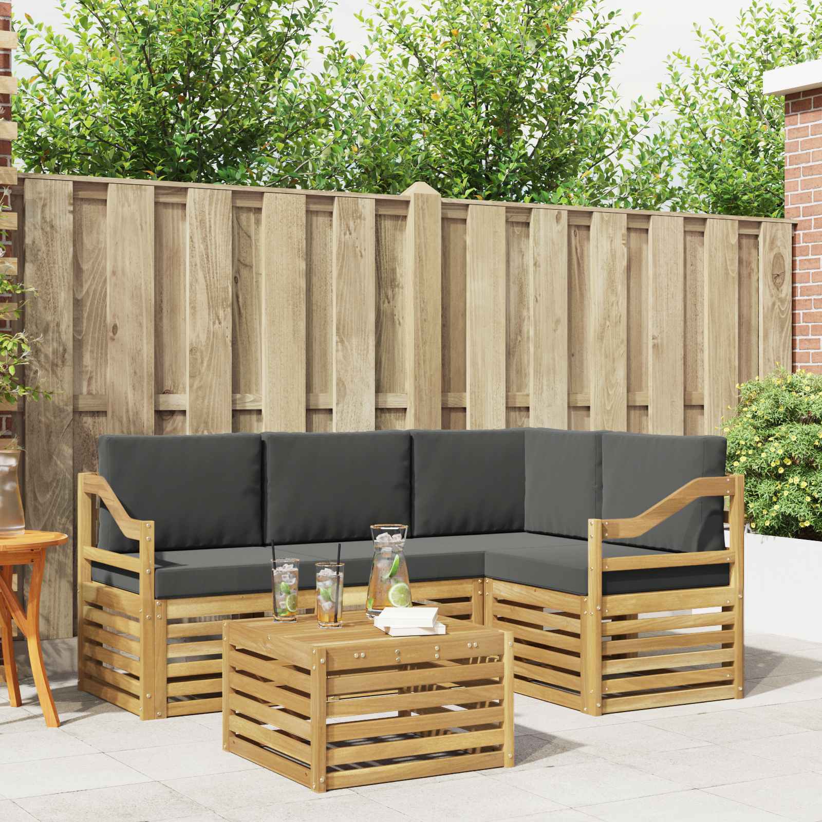 Set vanjskih sofa 5 pcs Bijela i antracit 59 x 59 x 37 cm