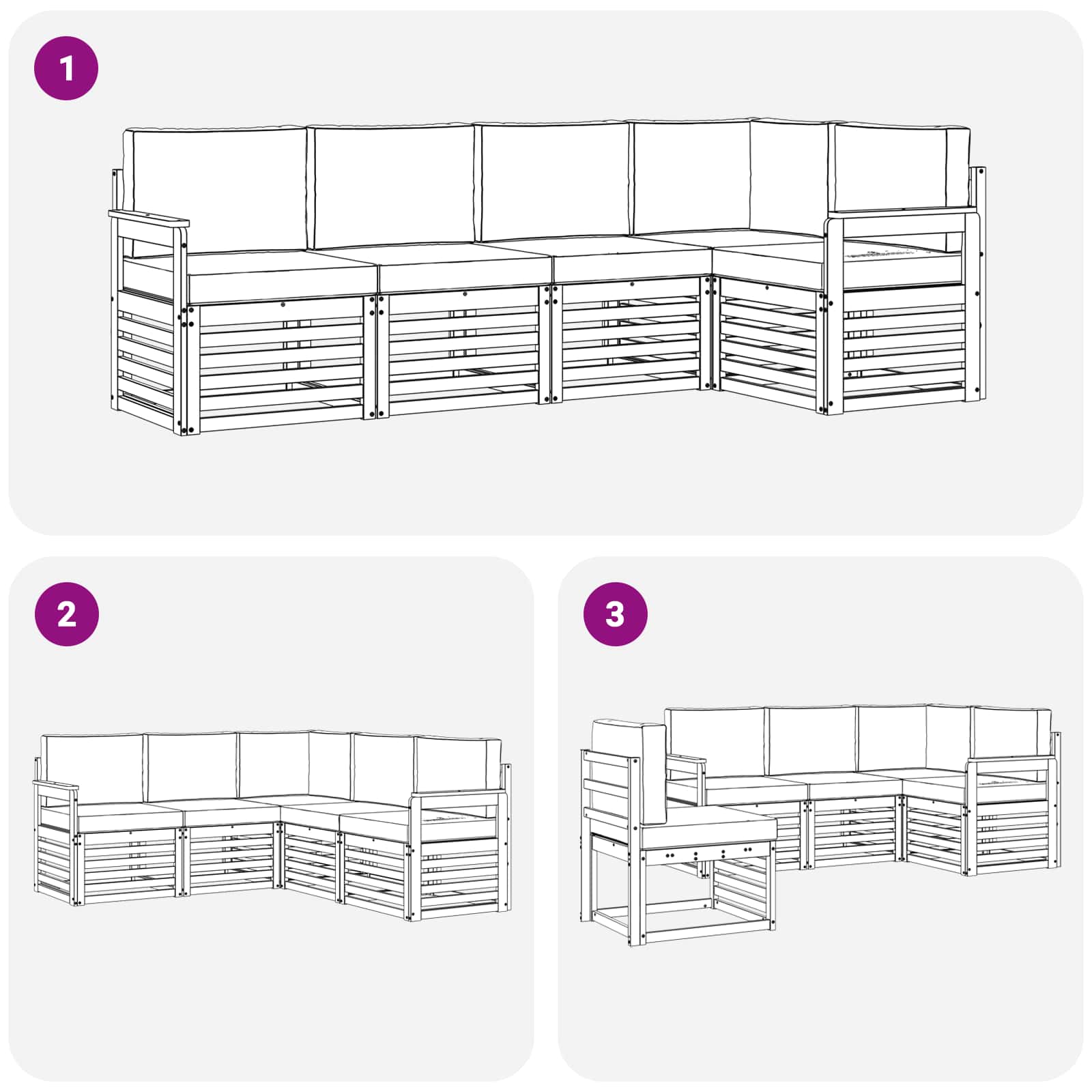 Set vanjskih sofa 5 pcs Bijela i bež 247 x 128,5 x 73 cm