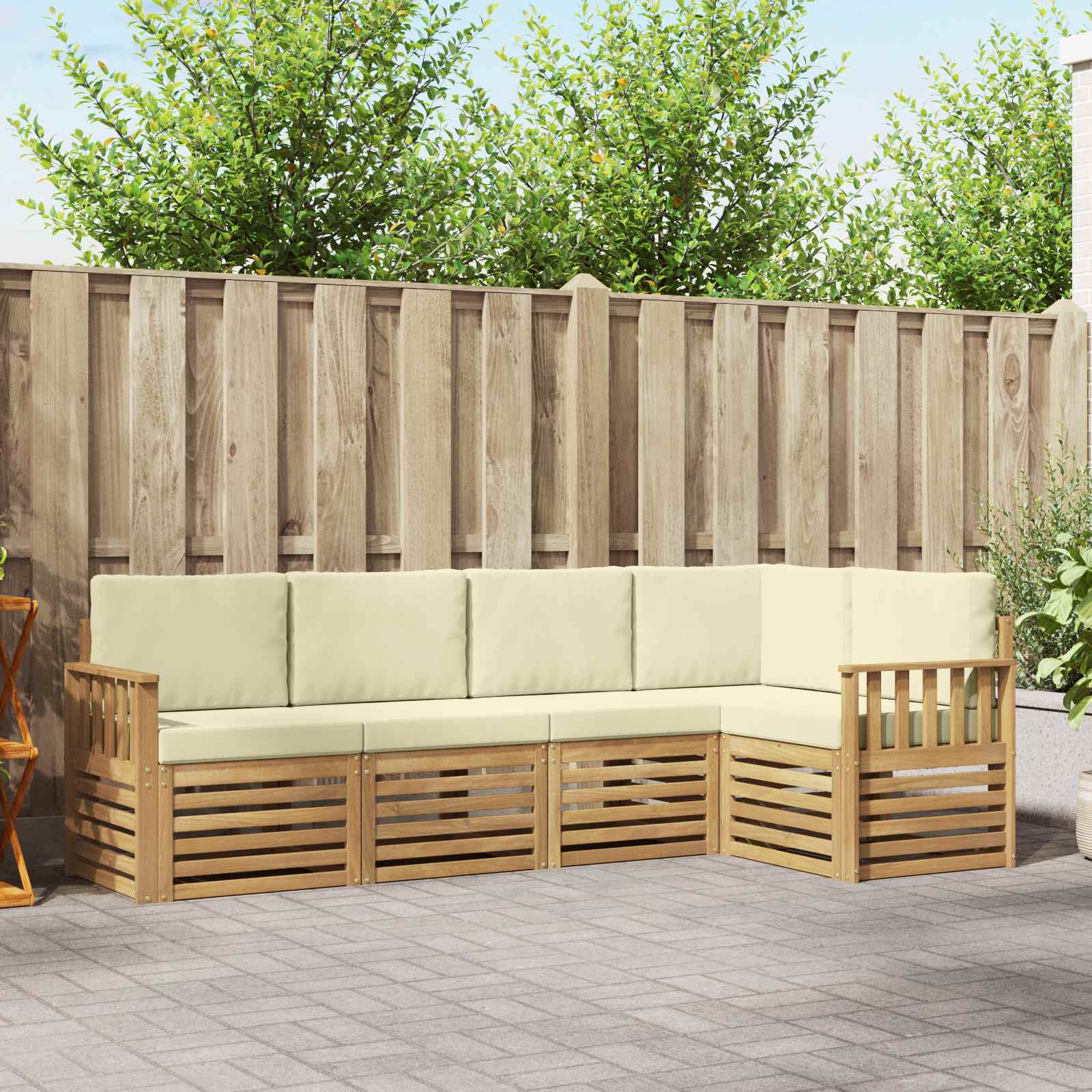 Set vanjskih sofa 5 pcs Bijela i krem 247 x 128,5 x 73 cm
