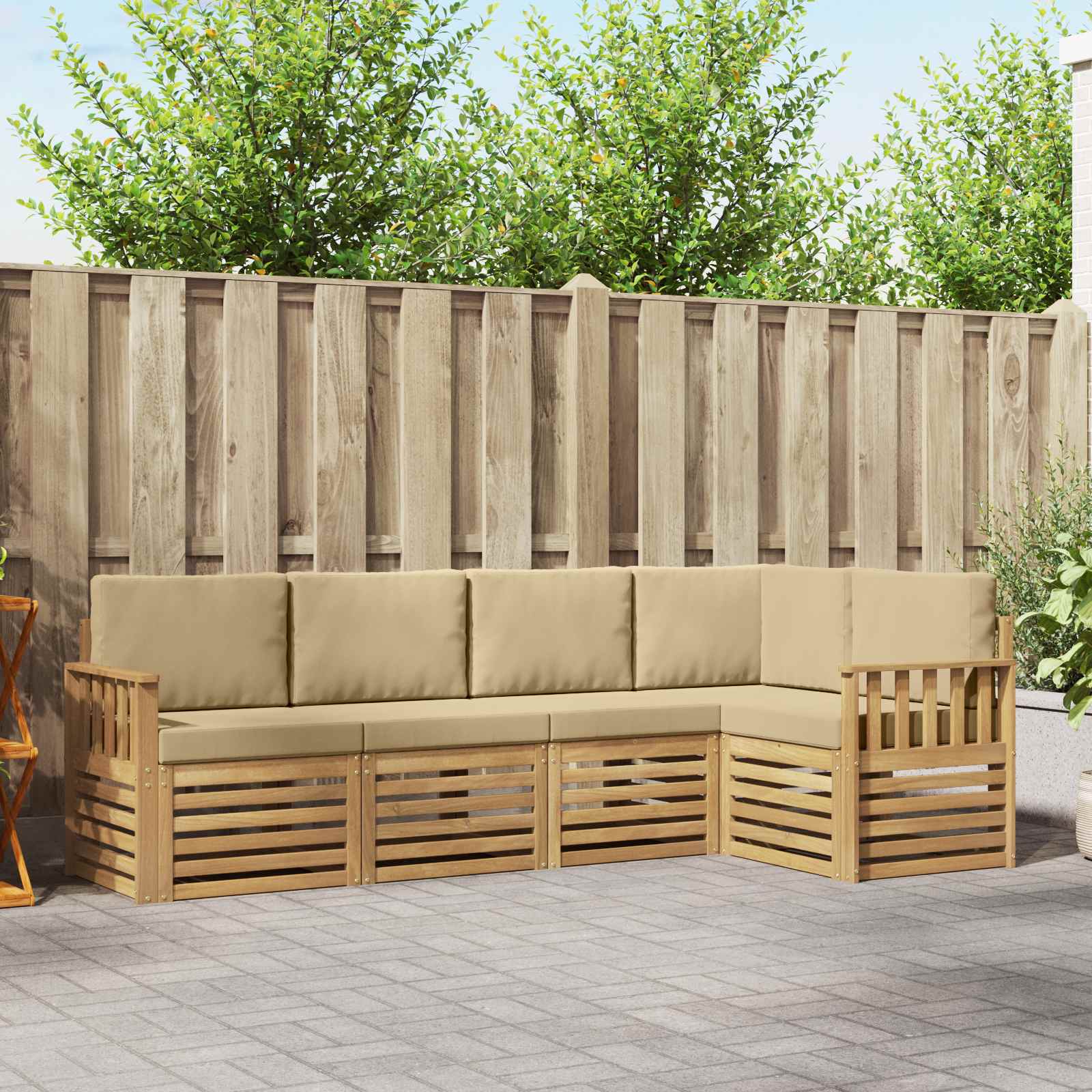 Set vanjskih sofa 5 pcs Bijela i bež 247 x 128,5 x 73 cm