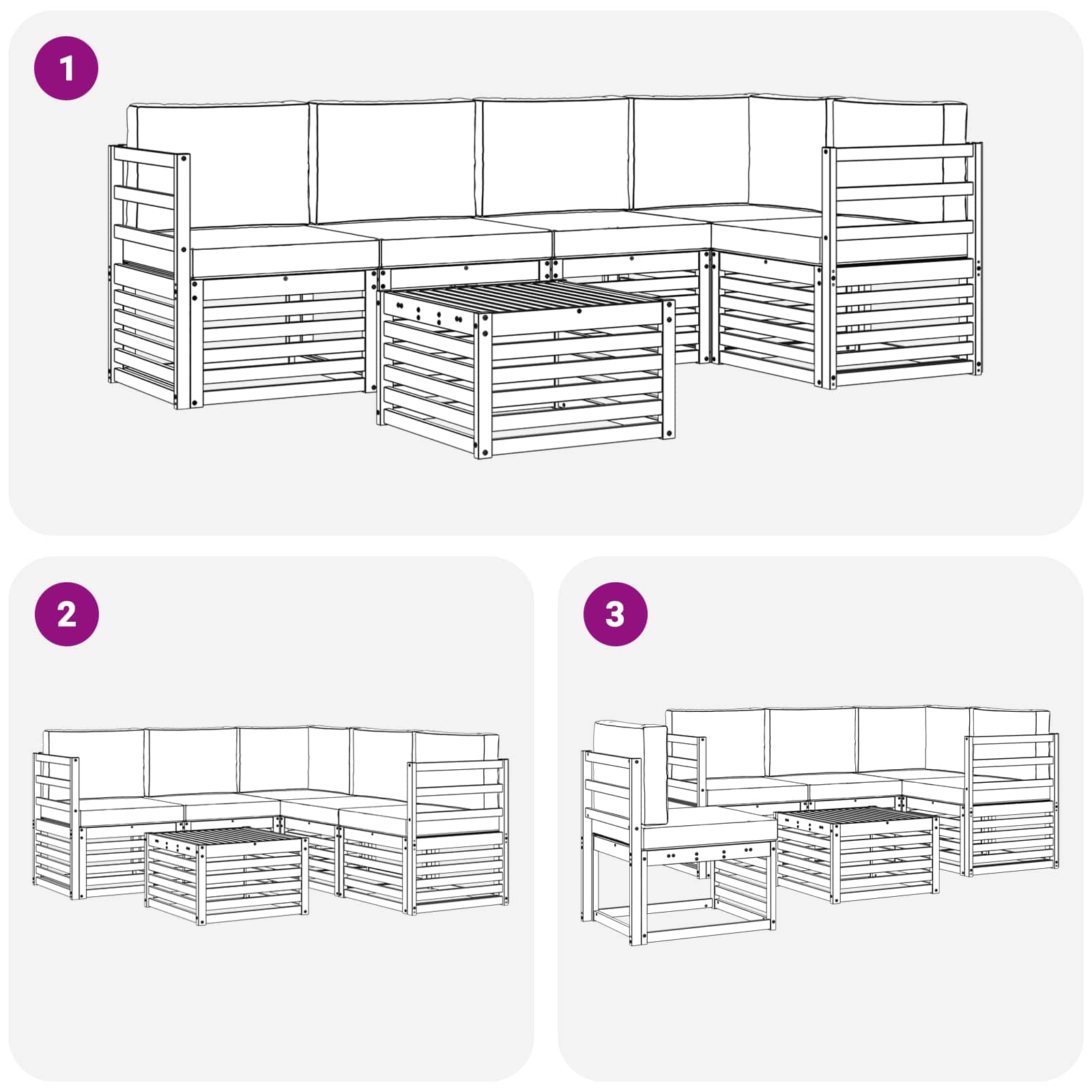 Set vanjskih sofa 6 pcs Bijela i antracit 59 x 59 x 37 cm