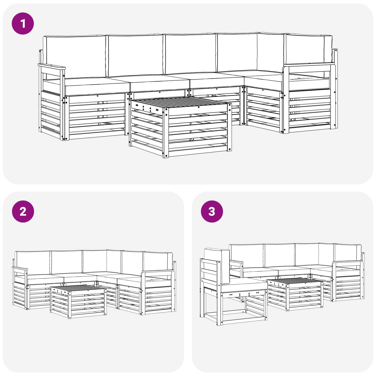 Set vanjskih sofa 6 pcs Bijela i bež 59 x 59 x 37 cm Poliester