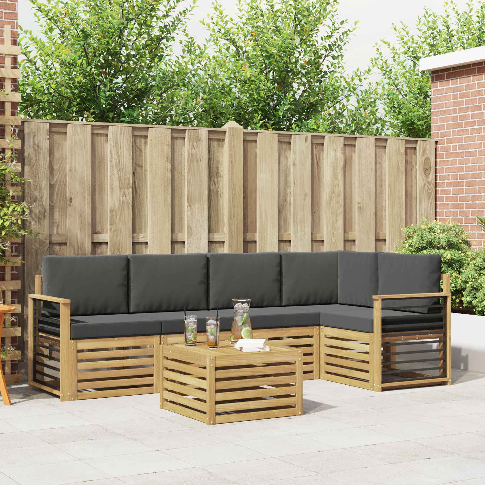 Set vanjskih sofa 6 pcs Bijela i antracit 59 x 59 x 37 cm