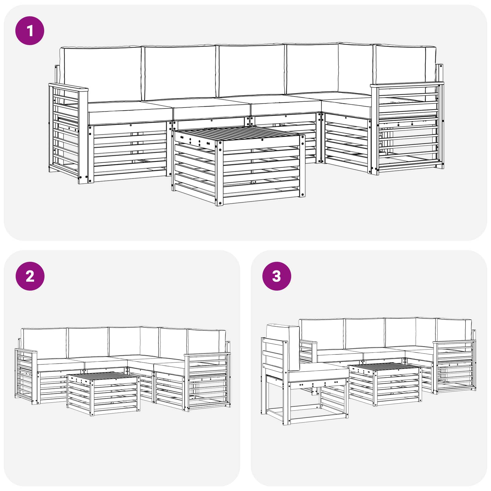 Set vanjskih sofa 6 pcs Bijela i bež 59 x 59 x 37 cm Poliester
