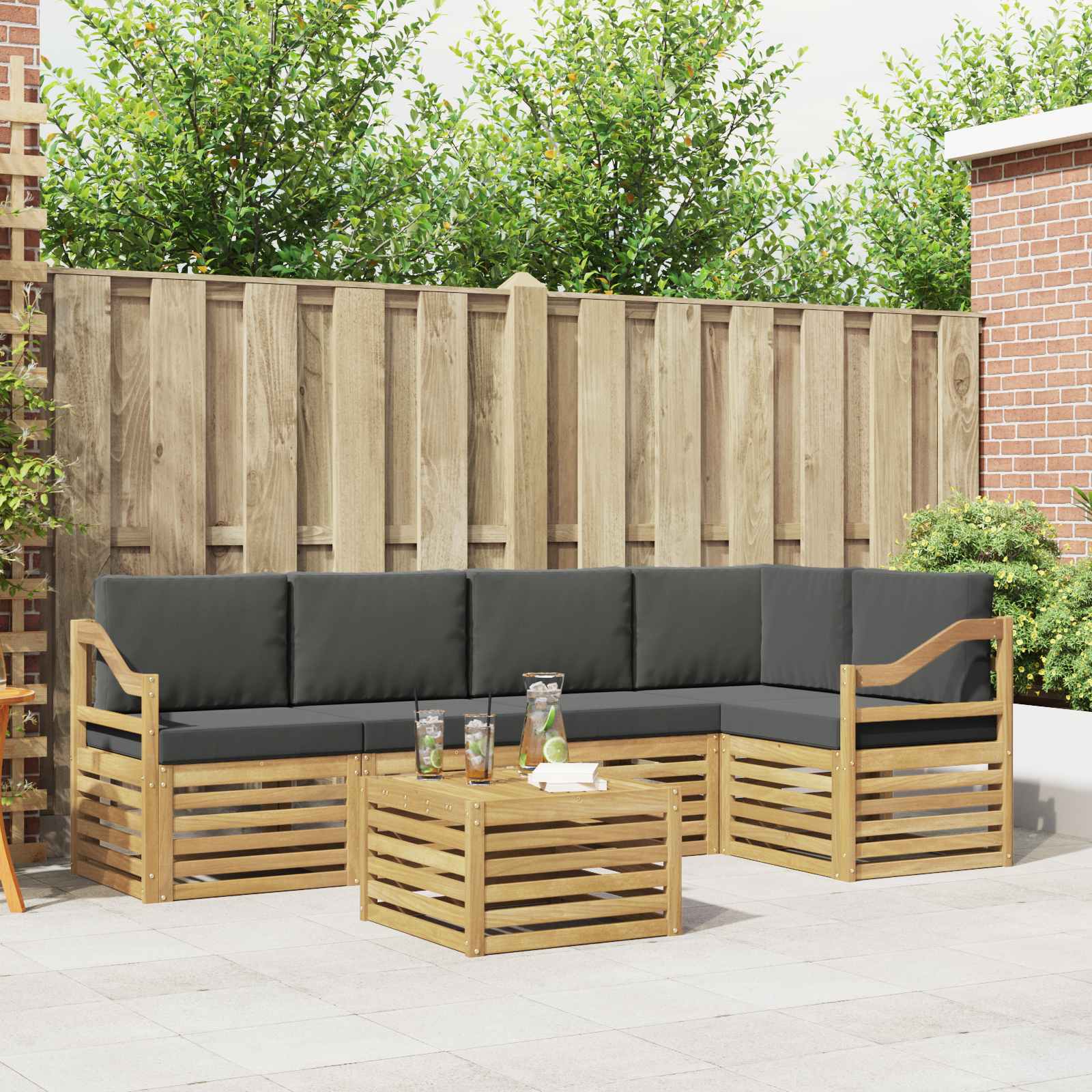 Set vanjskih sofa 6 pcs Bijela i antracit 59 x 59 x 37 cm