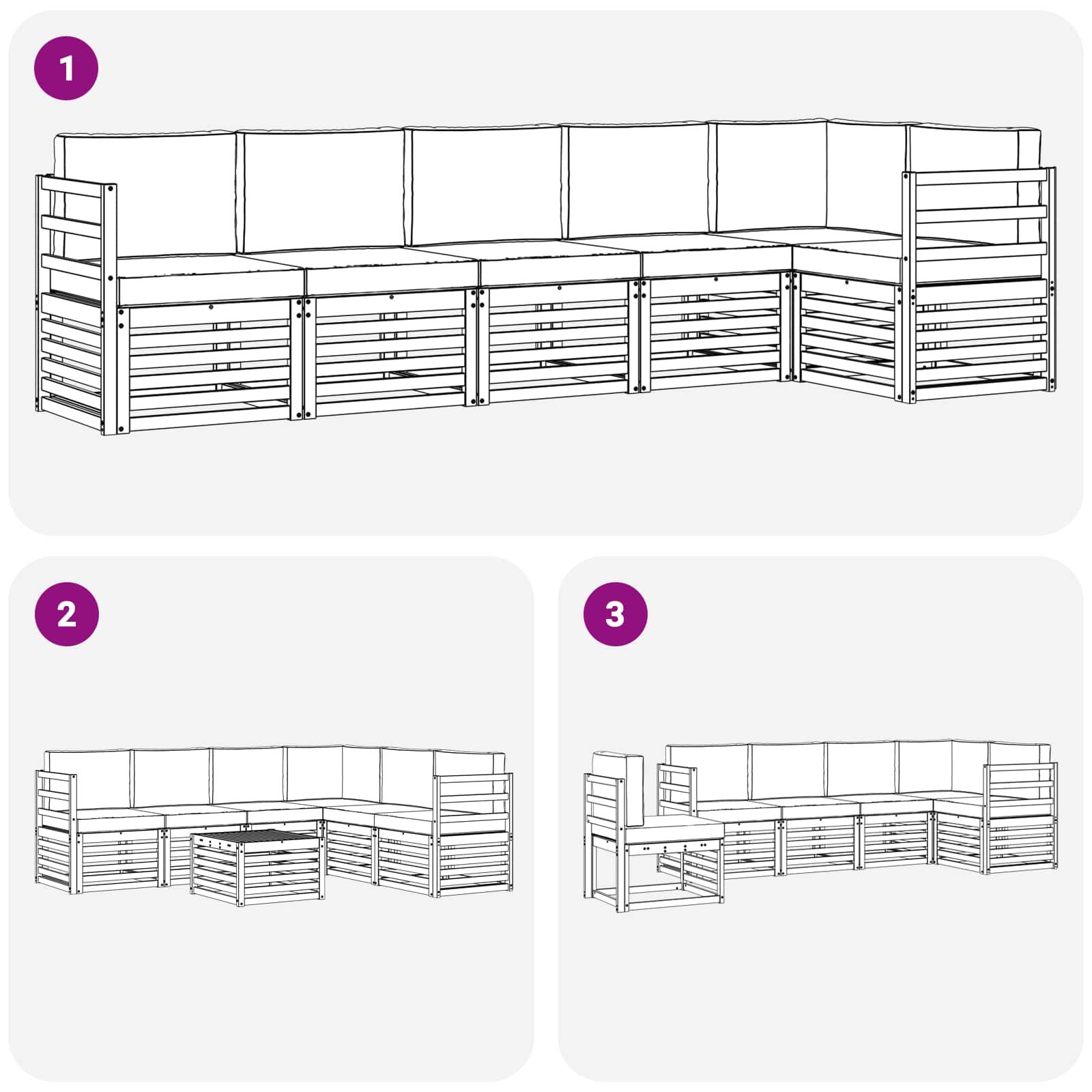 Set vanjskih sofa 6 pcs Bijela i antracit 306 x 128,5 x 73 cm