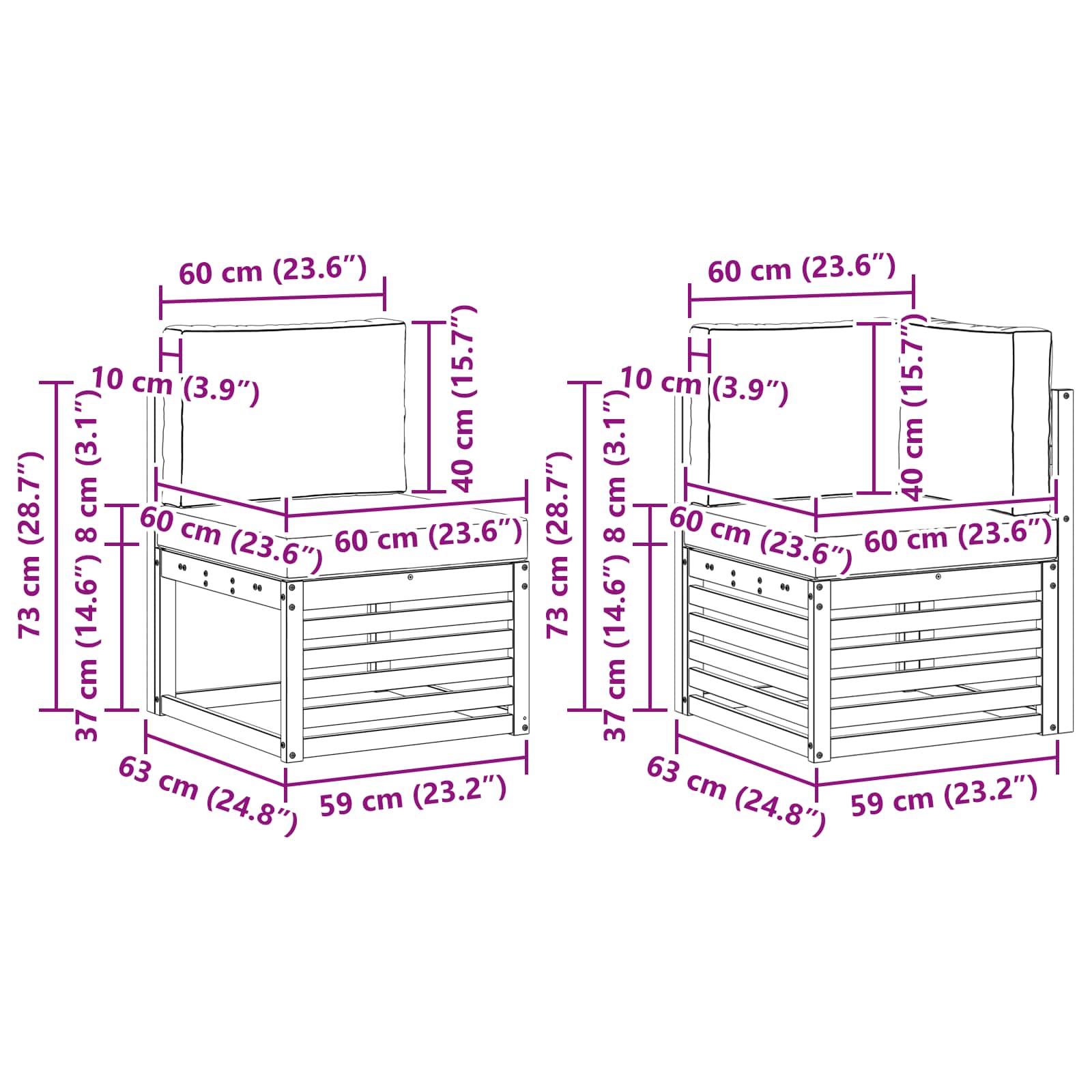 Set vanjskih sofa 6 pcs Bijela i bež 306 x 128,5 x 73 cm