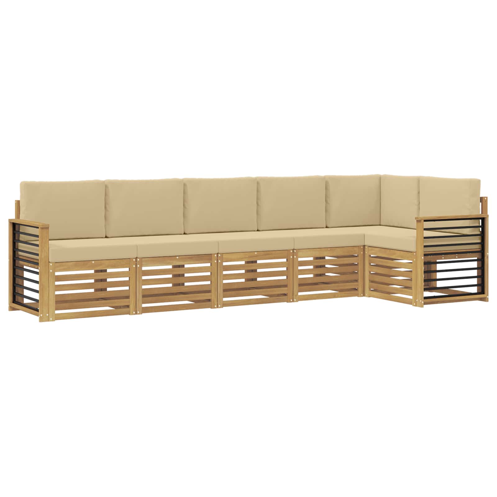 Set vanjskih sofa 6 pcs Bijela i bež 306 x 128,5 x 73 cm