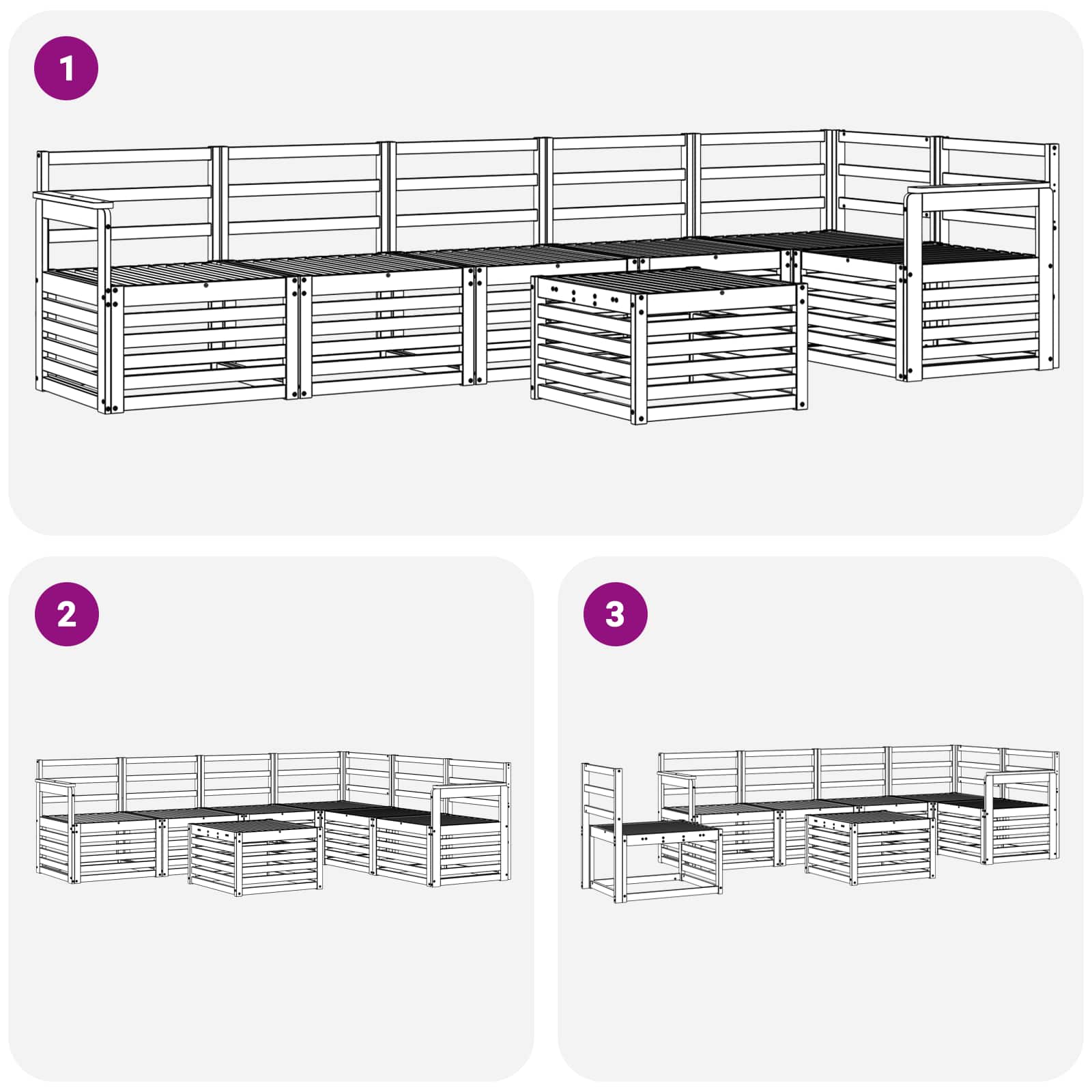 Set vanjskih sofa 7 pcs Bijela 59 x 59 x 37 cm