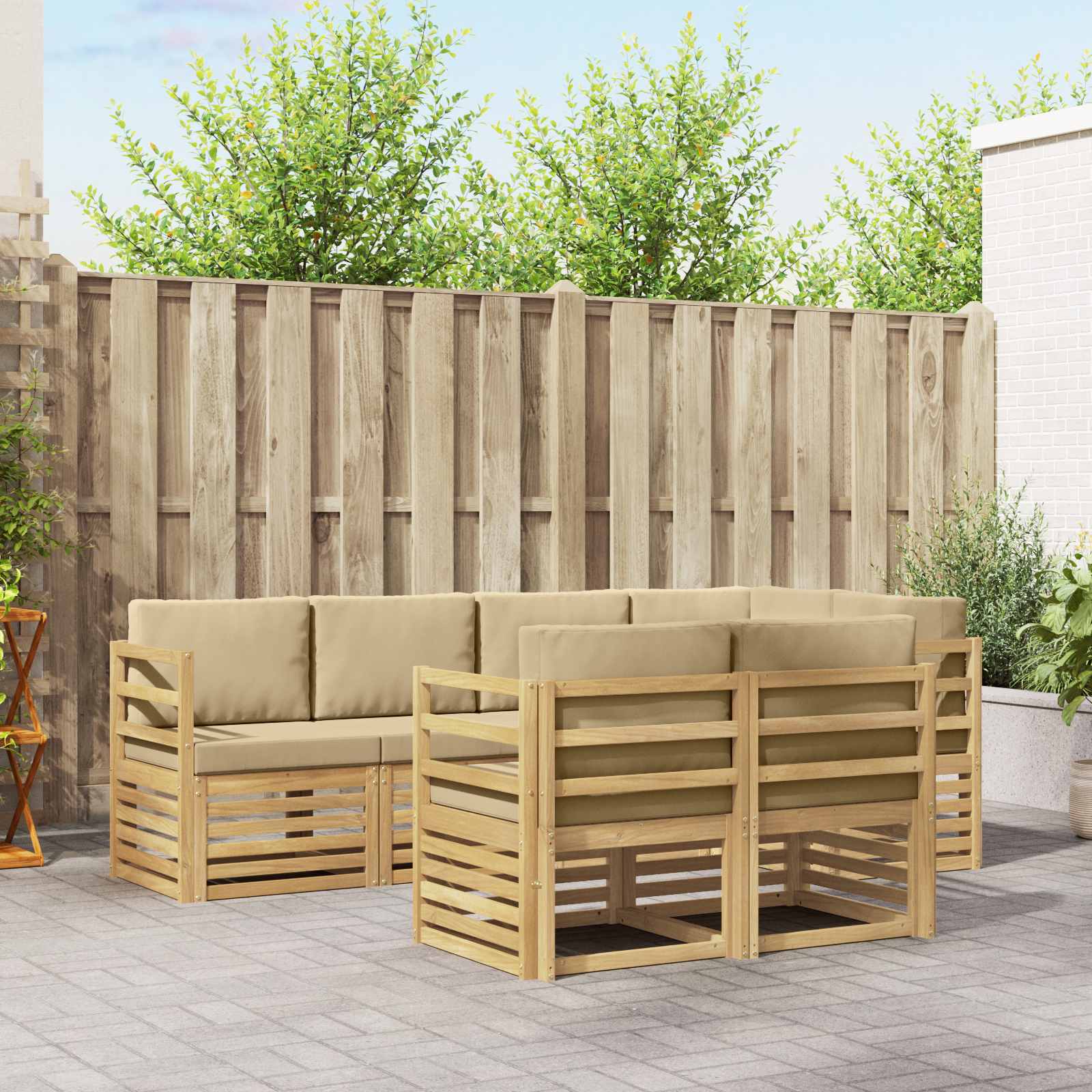 Set vanjskih sofa 7 pcs Bijela i bež 245 x 126,5 x 73 cm