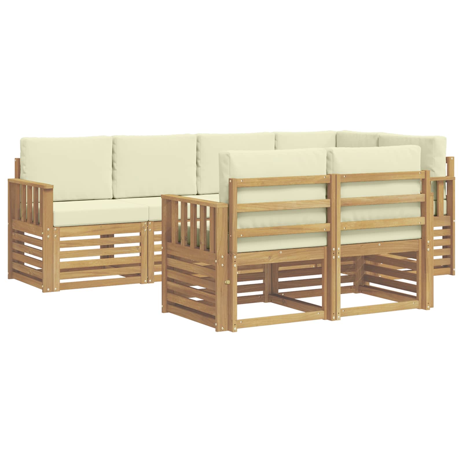 Set vanjskih sofa 7 pcs Bijela i krem 247 x 128,5 x 73 cm