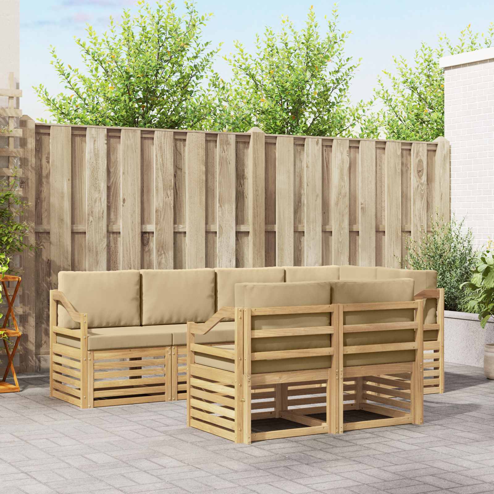 Set vanjskih sofa 7 pcs Bijela i bež 245 x 126,5 x 73 cm