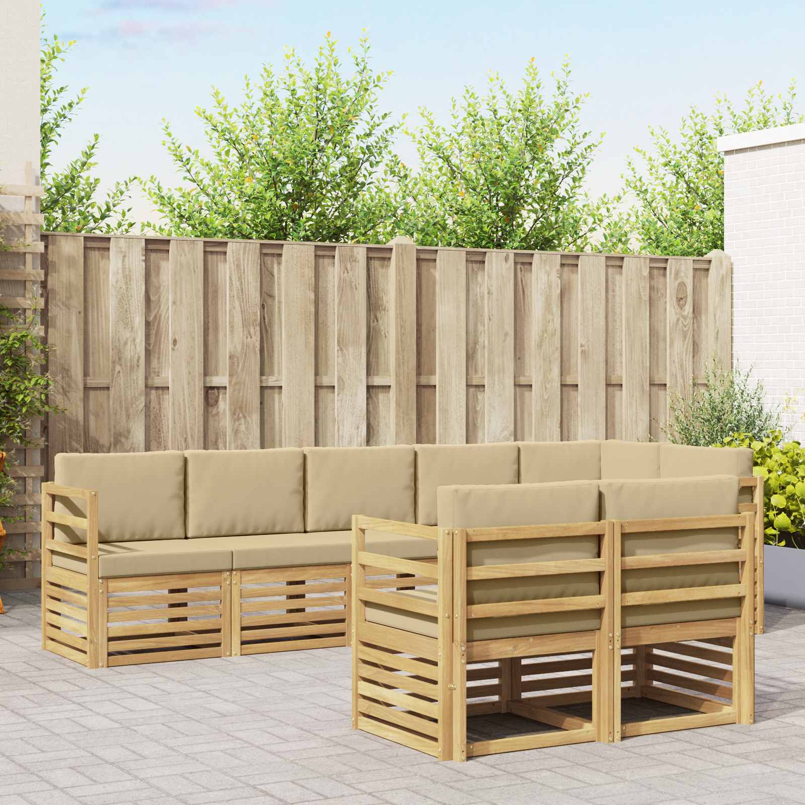 Set vanjskih sofa 8 pcs Bijela i bež 304 x 126,5 x 73 cm